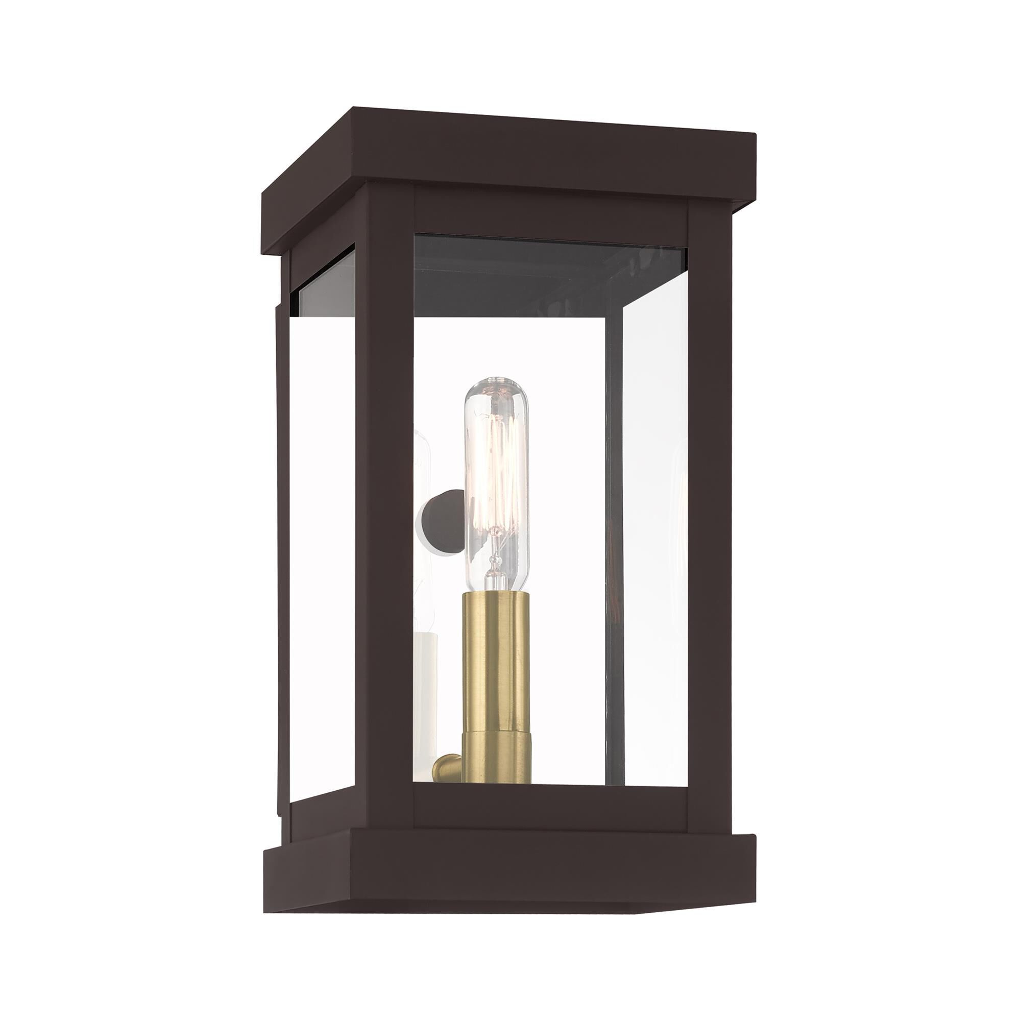 Shown in Bronze finish and Clear glass