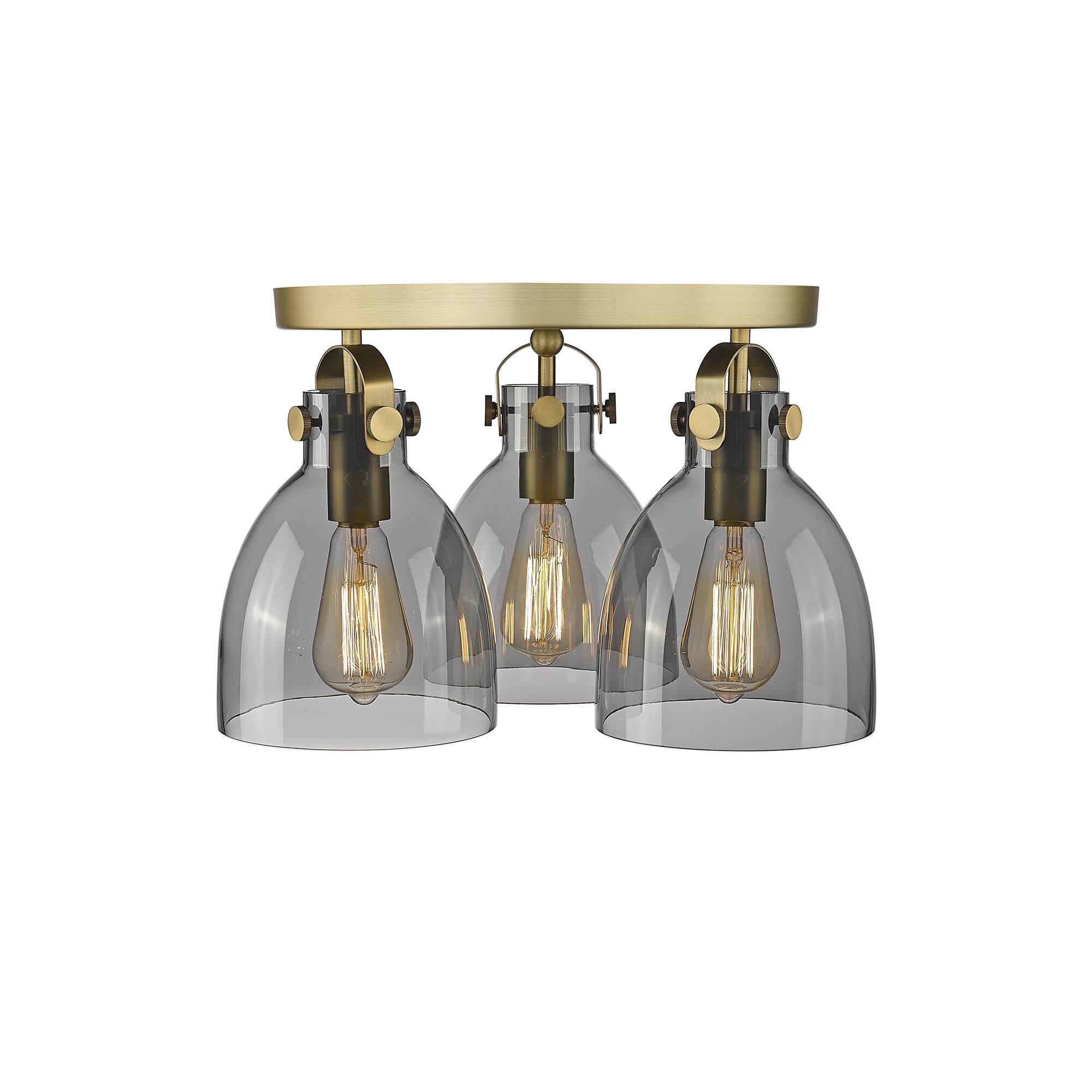 Shown in Brushed Brass finish and Plated Smoke glass