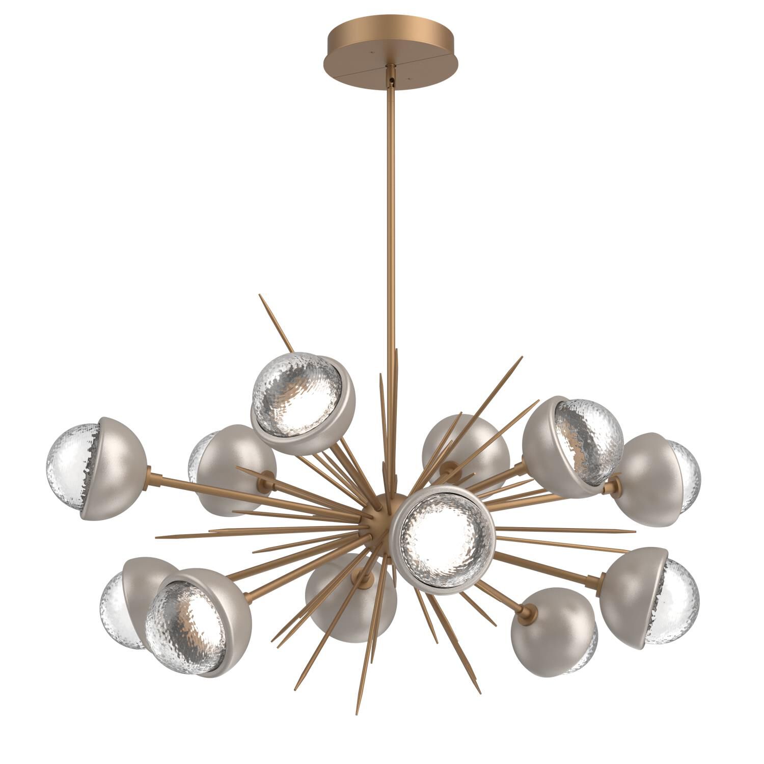 Shown in Novel Brass finish and Clear glass and Beige Silver accent