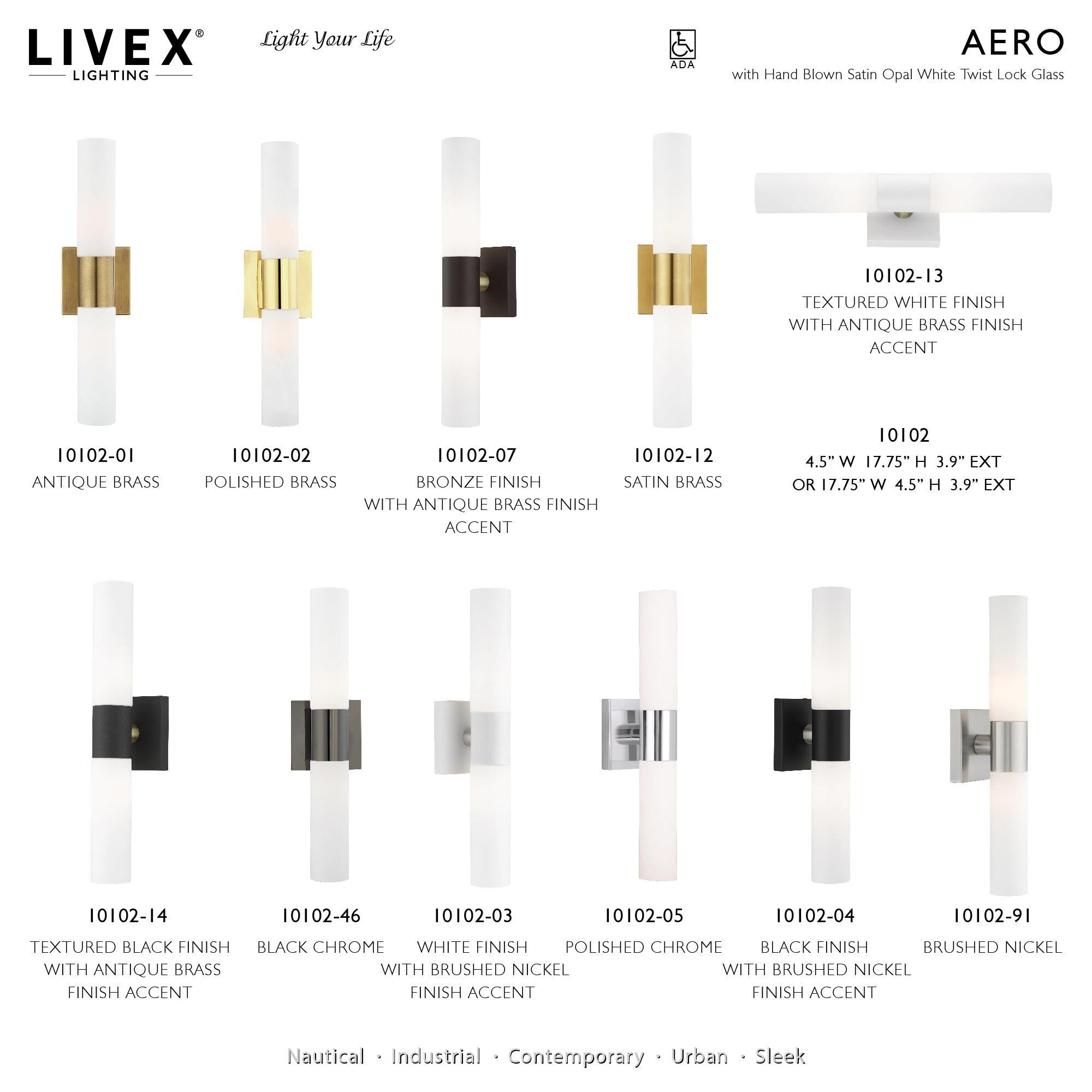 Shown in Polished Brass finish and Hand Blown Satin Opal White Twist Lock glass