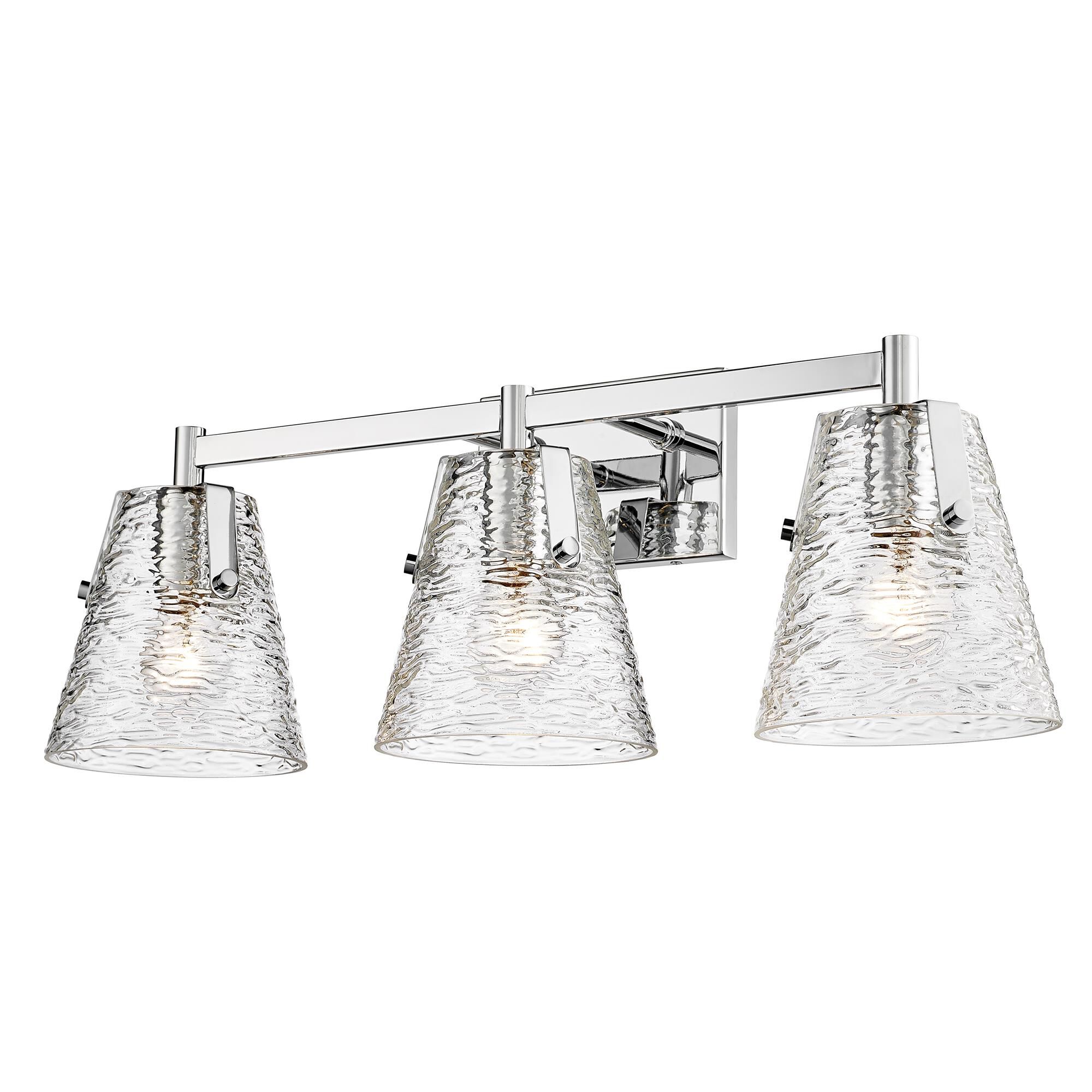Shown in Chrome finish and Clear Ribbed glass