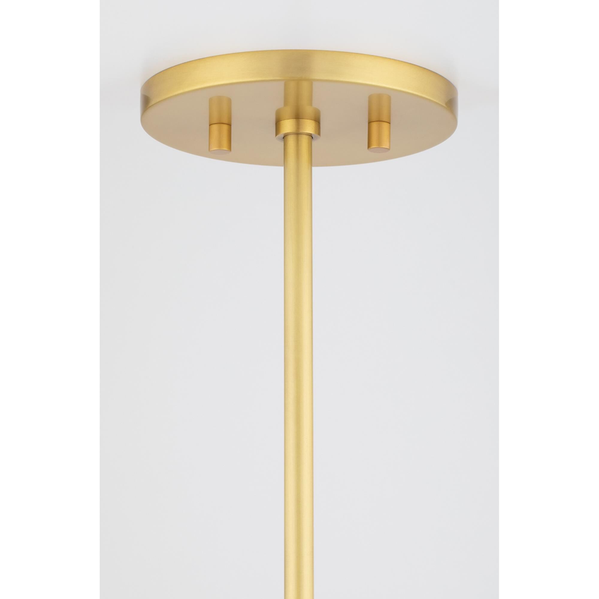 Shown in Aged Brass finish and Clear glass