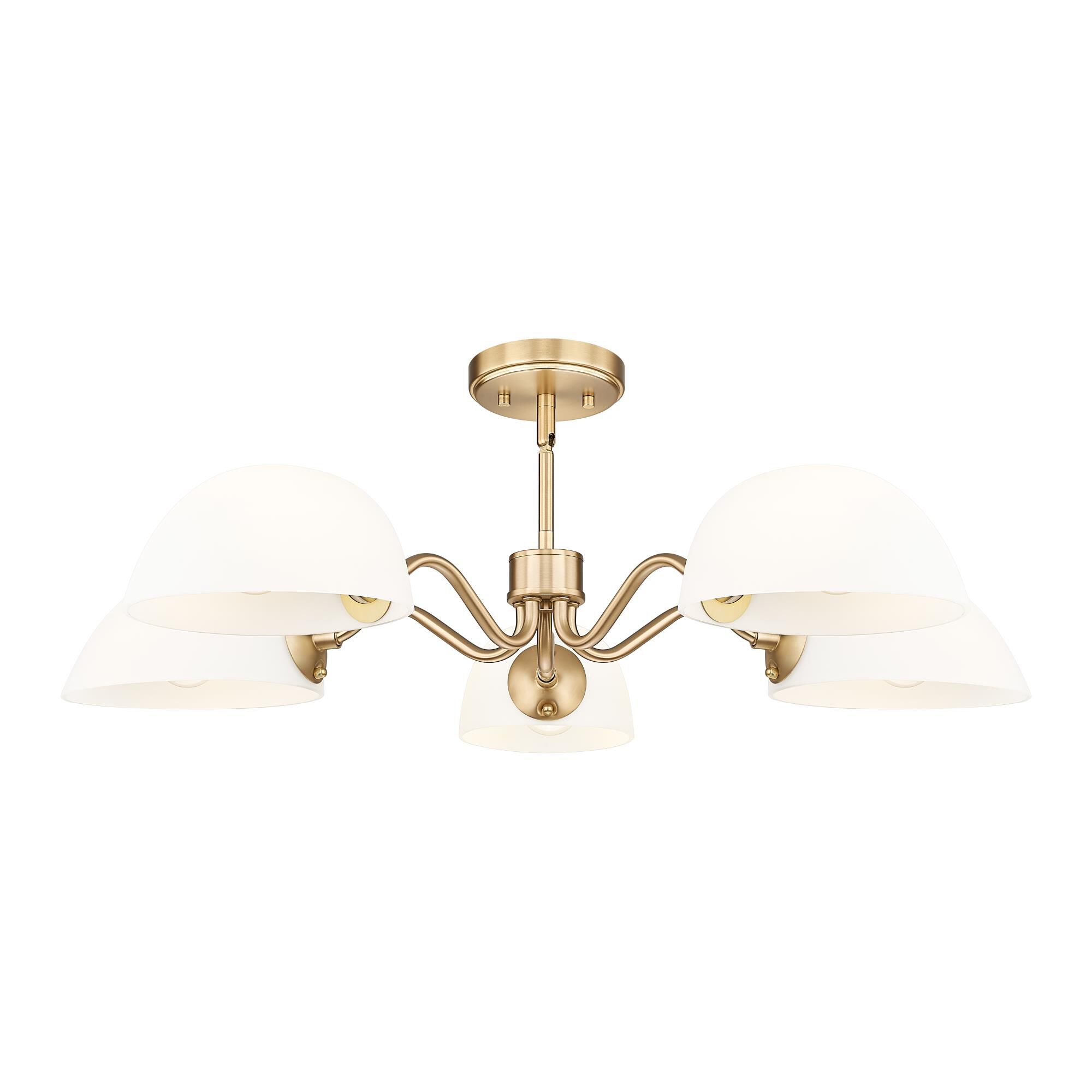 Shown in Modern Gold finish and White glass