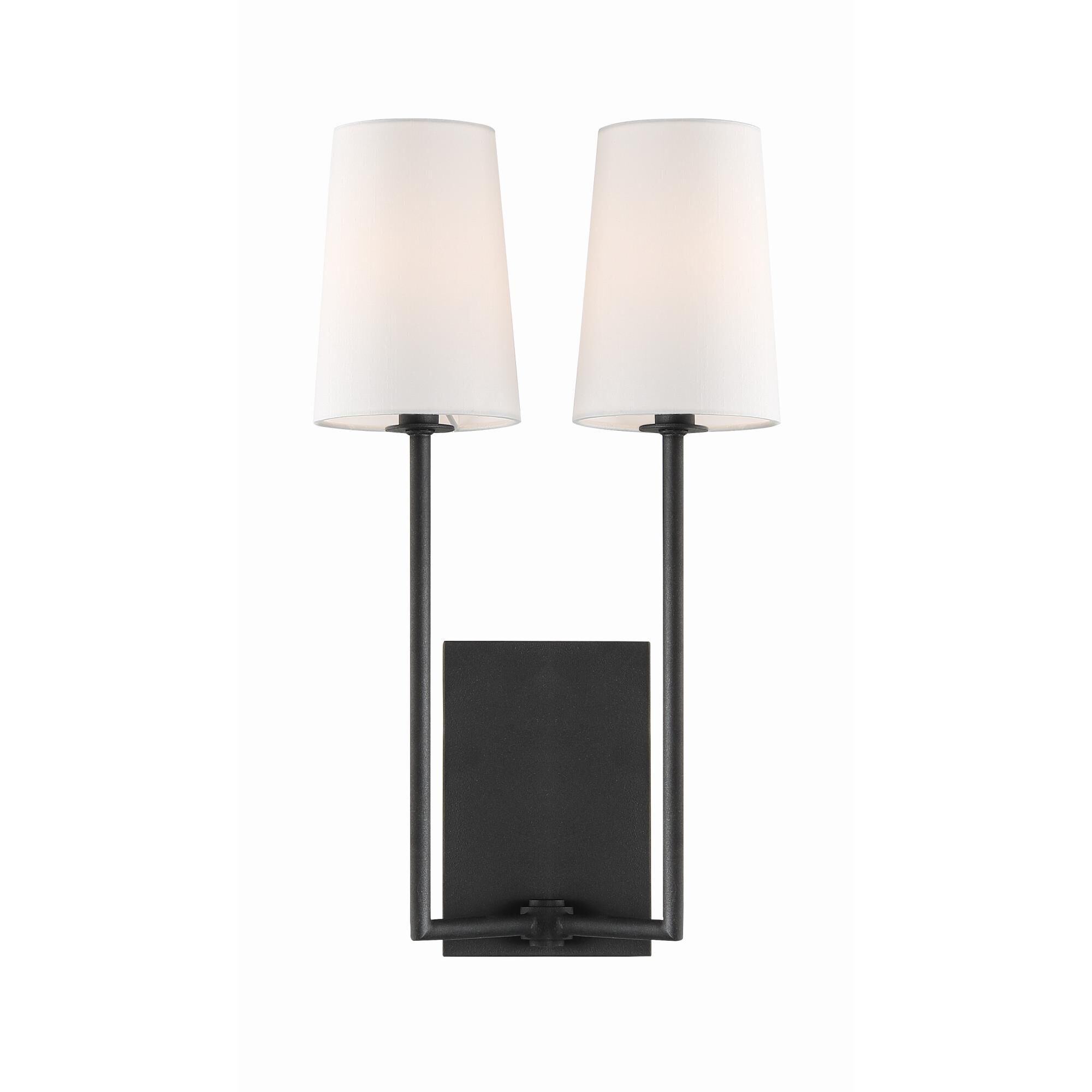 Shown in Black Forged finish and White Silk glass and White Silk shade