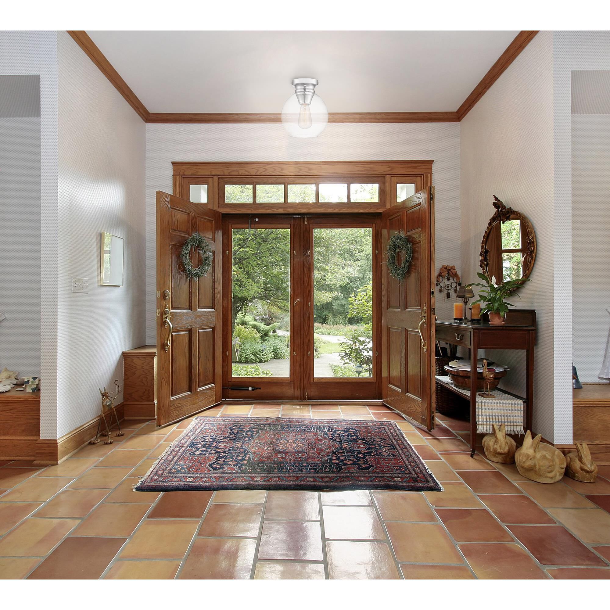 Shown in Chrome finish and Clear glass