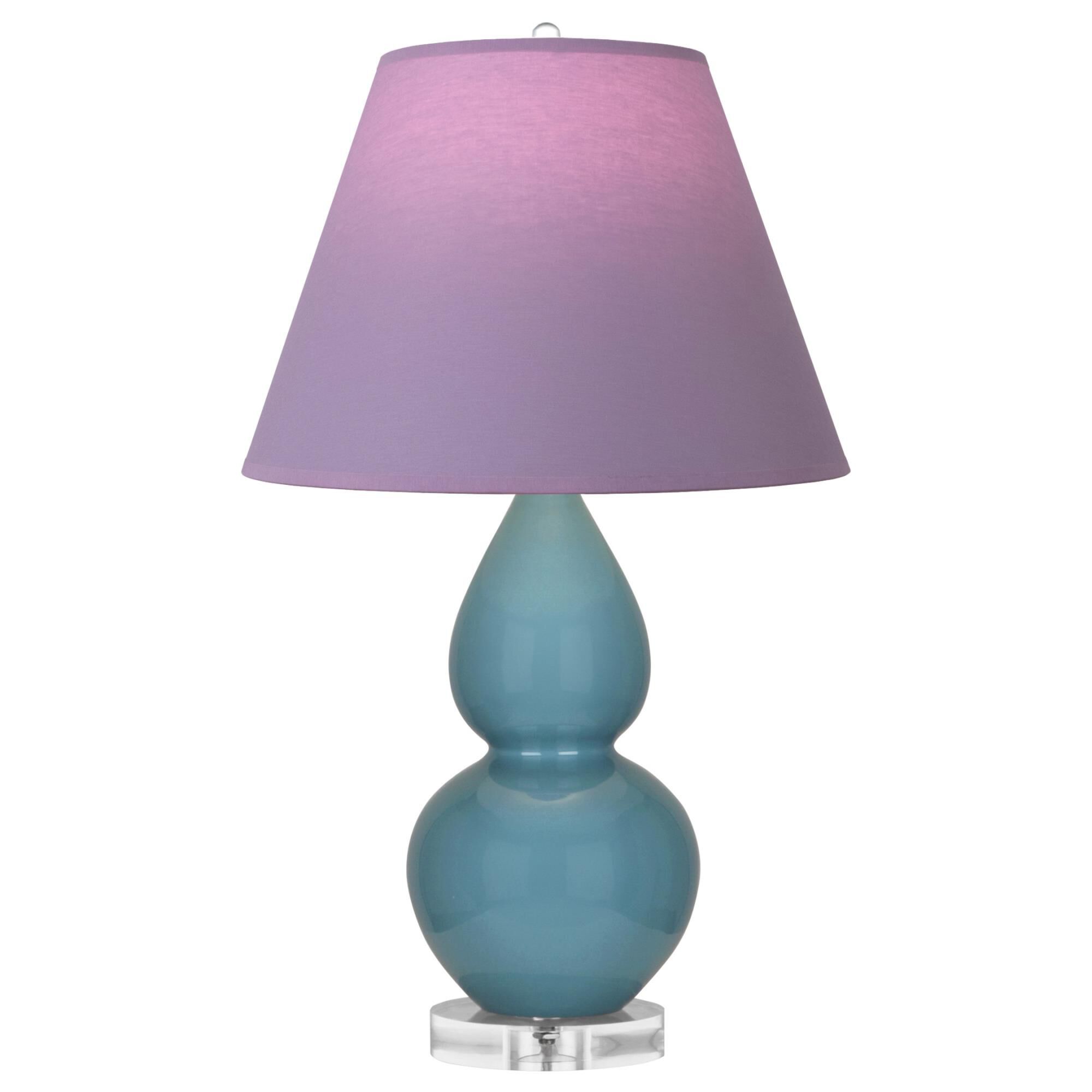 Shown in Steel Blue finish and Lavender and Plum shade and Lucite accent