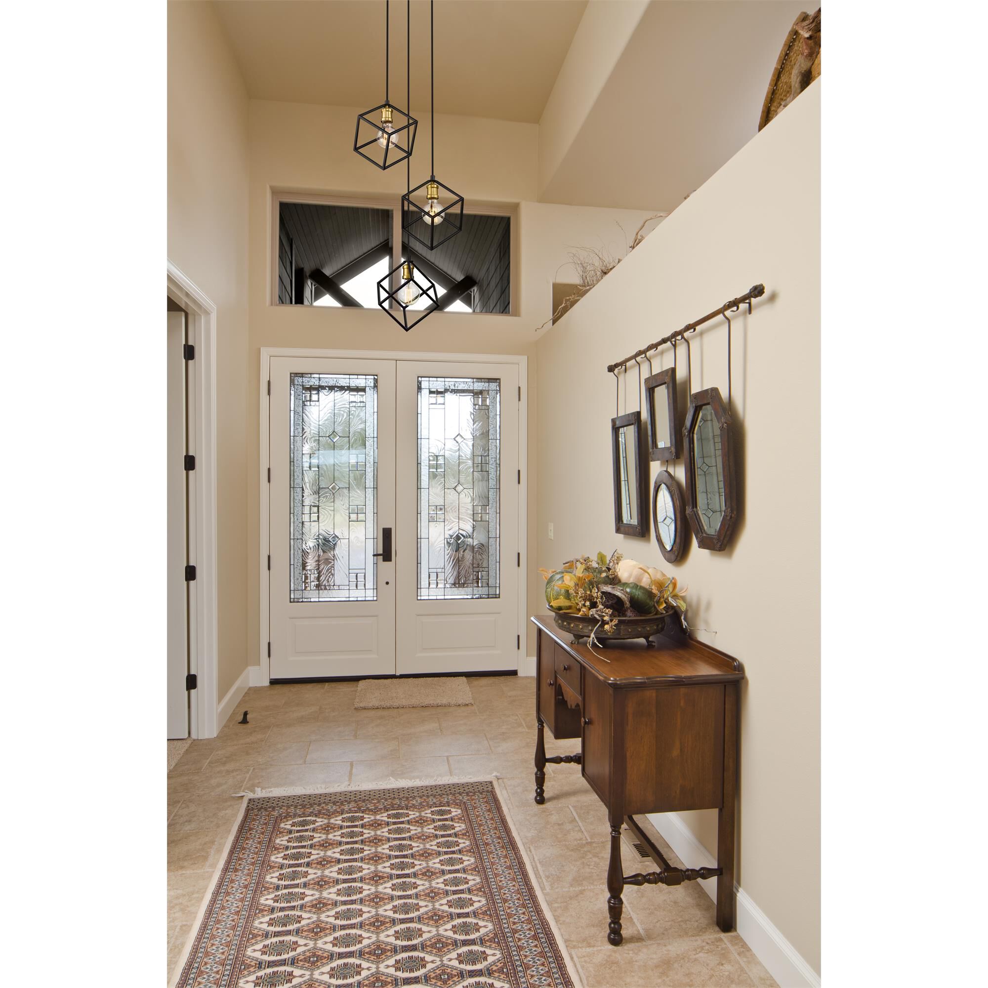 Shown in Bronze + Olde Brass finish and --- glass and --- shade