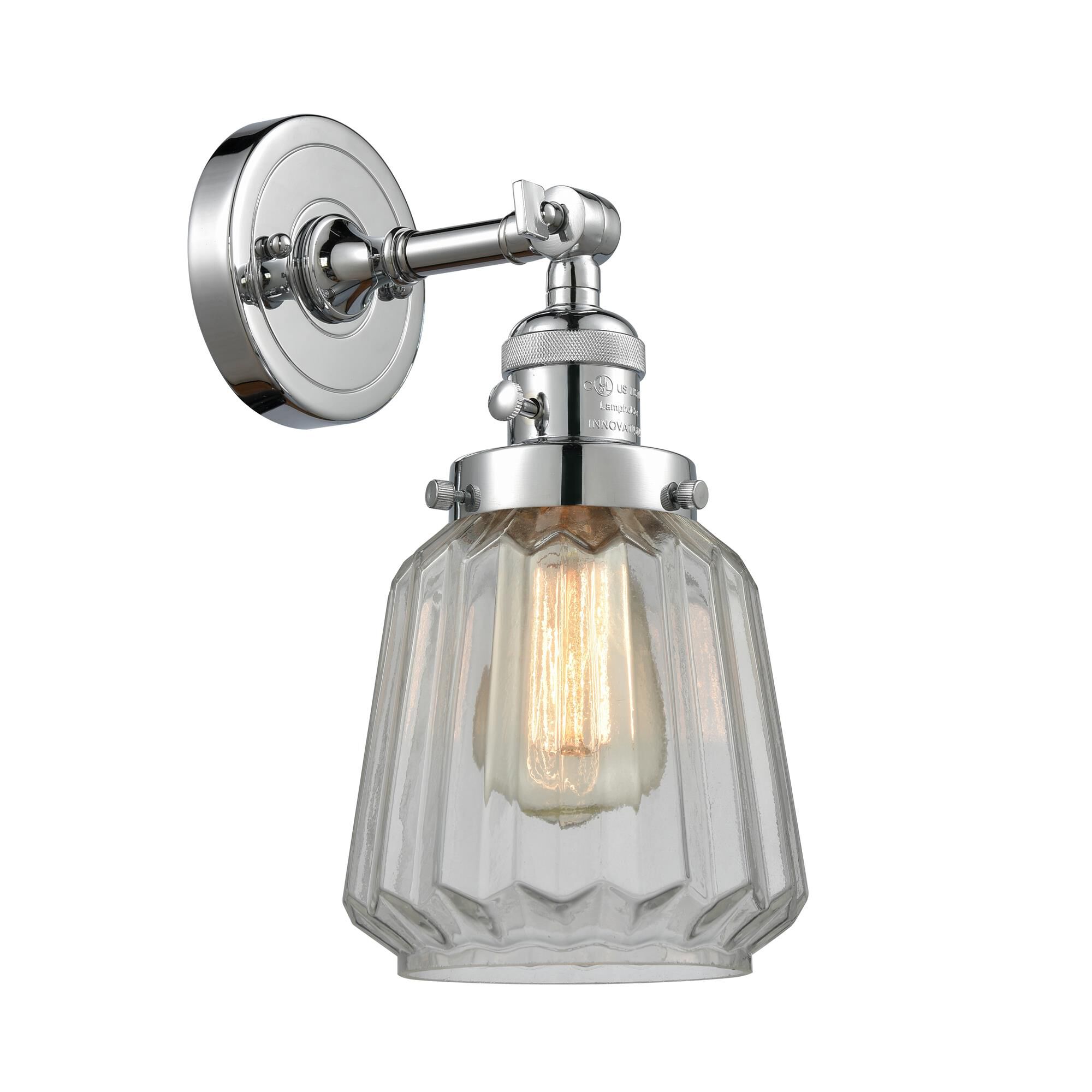 Shown in Polished Chrome finish and Clear glass