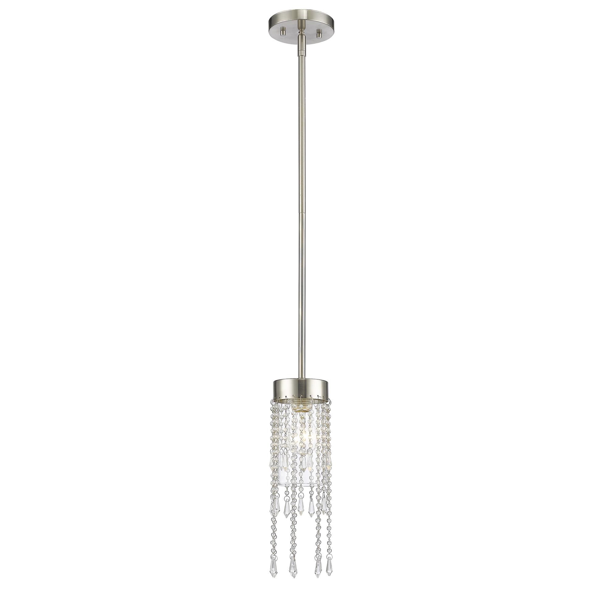 Shown in Brushed Nickel finish and Glass shade