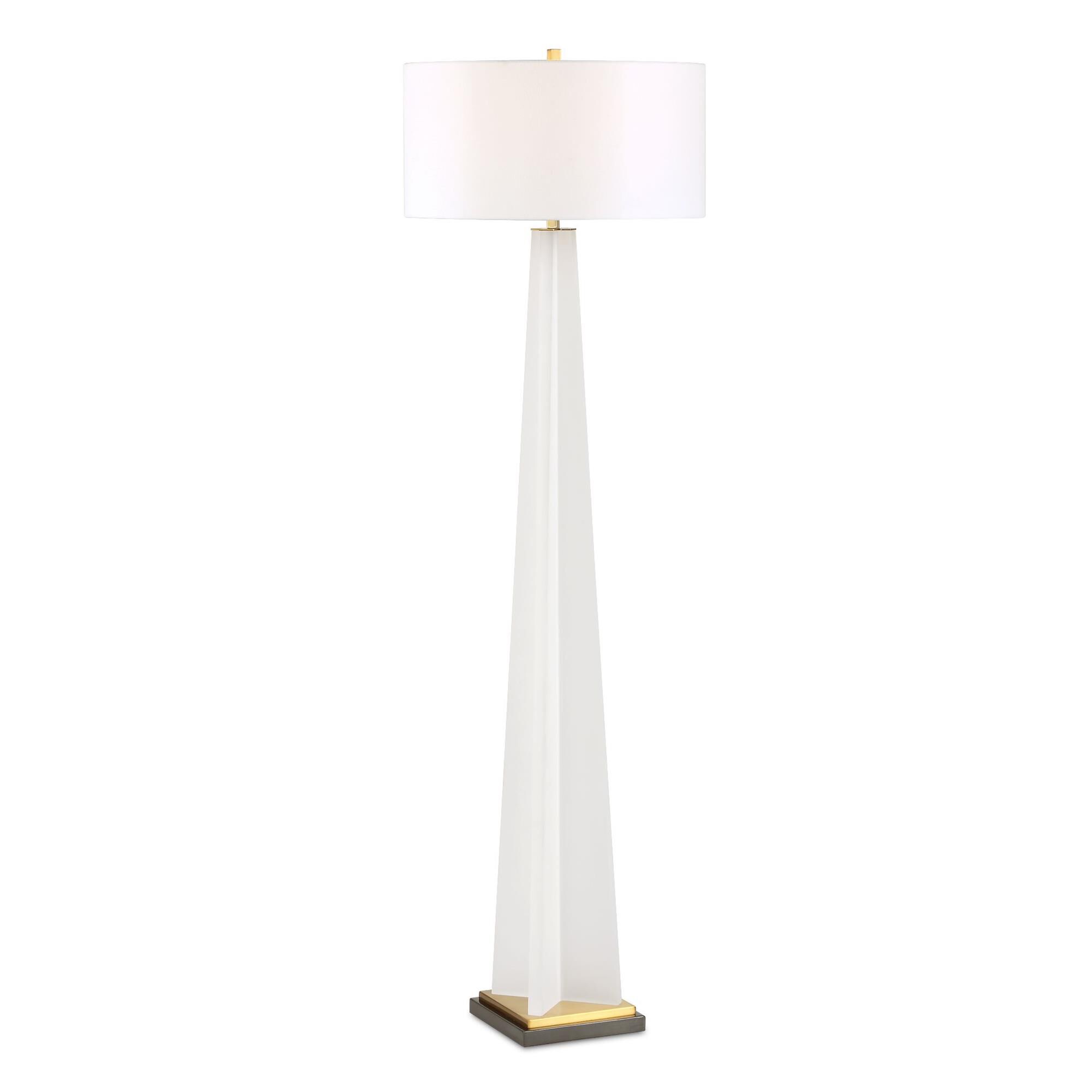 Shown in White finish and Round Drum Hardback shade