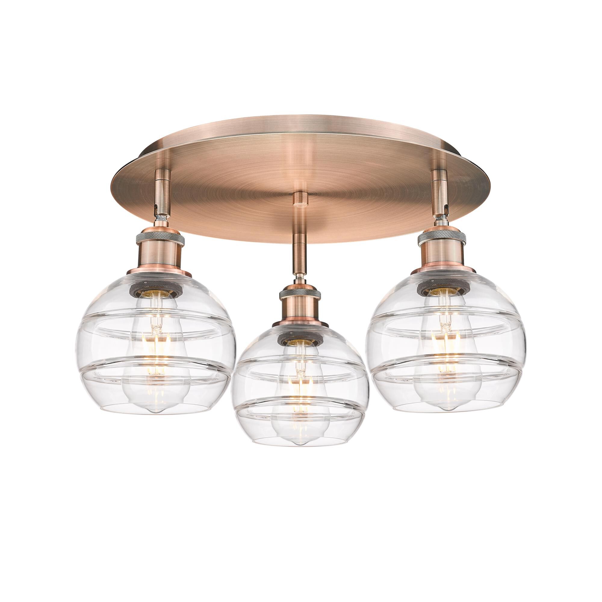 Shown in Antique Copper finish and Clear glass
