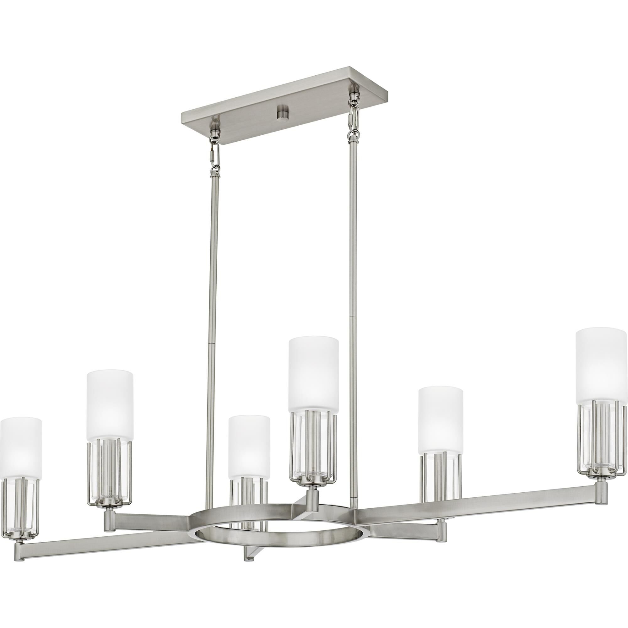 Shown in Brushed Nickel finish and Clear Etched Glass shade