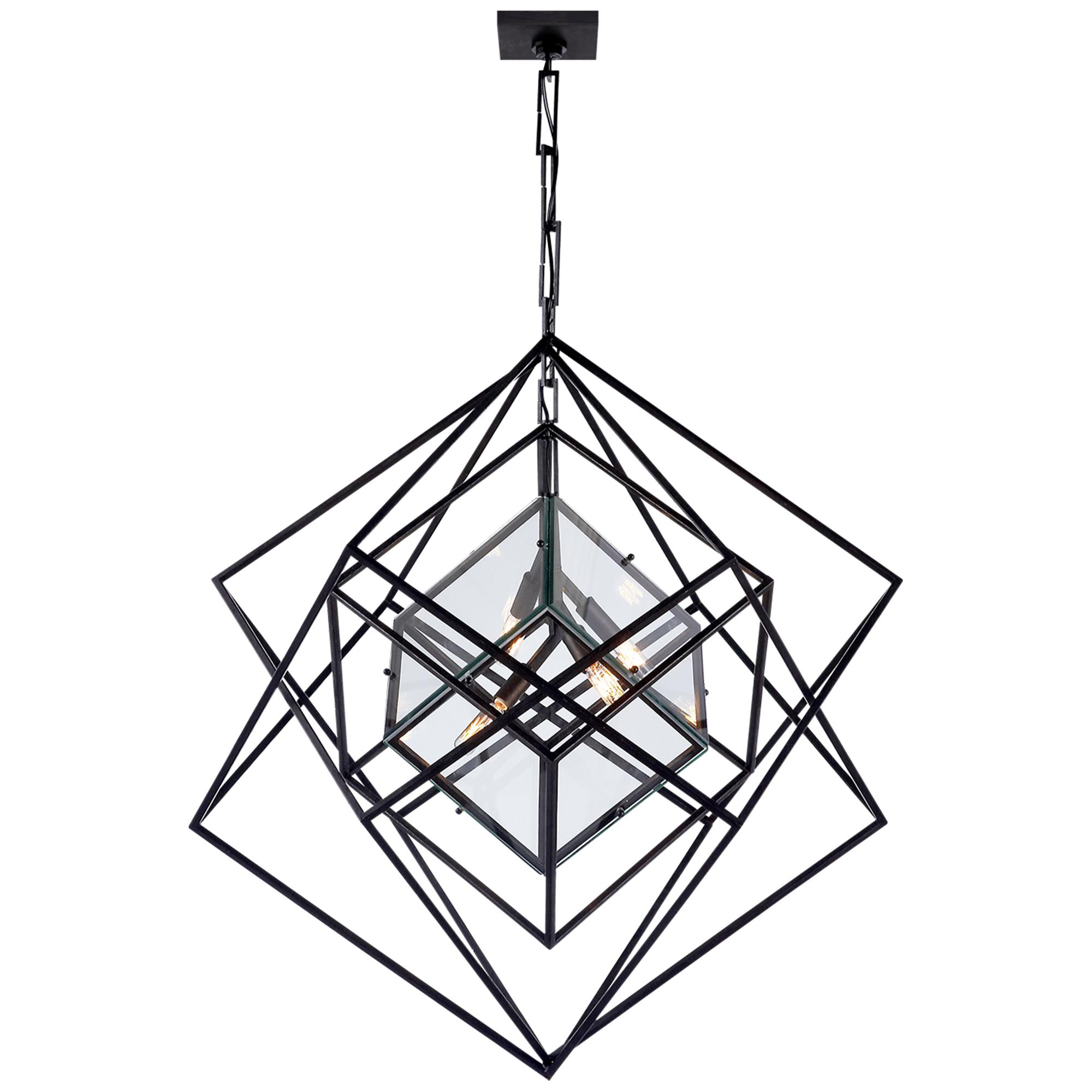 Shown in Aged Iron finish and Clear glass
