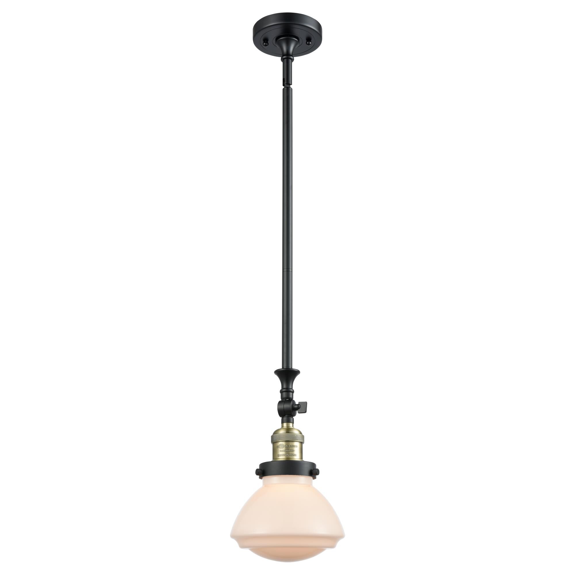 Shown in Black Antique Brass finish and Bell glass and Glass shade