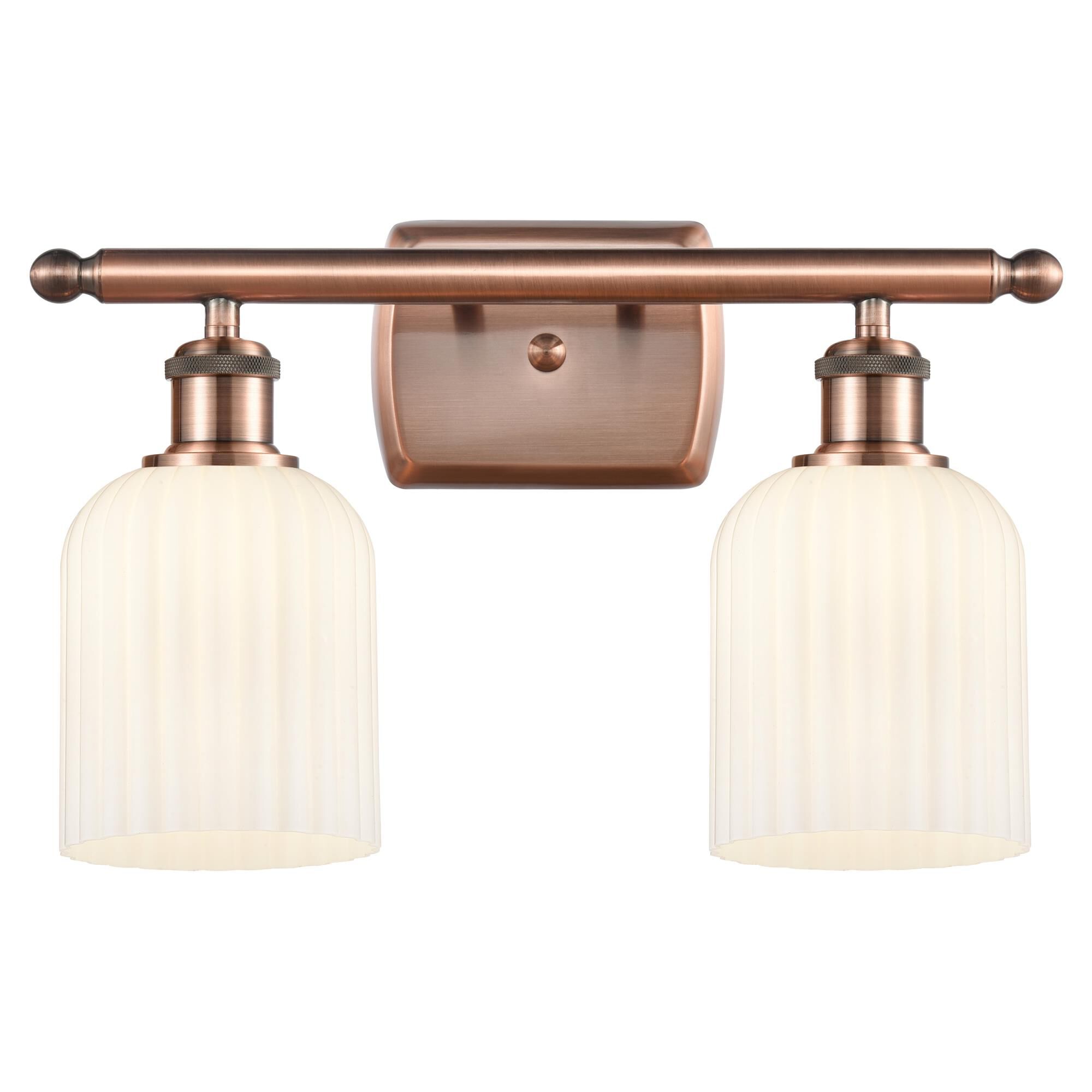Shown in Antique Copper finish and Gloss White shade