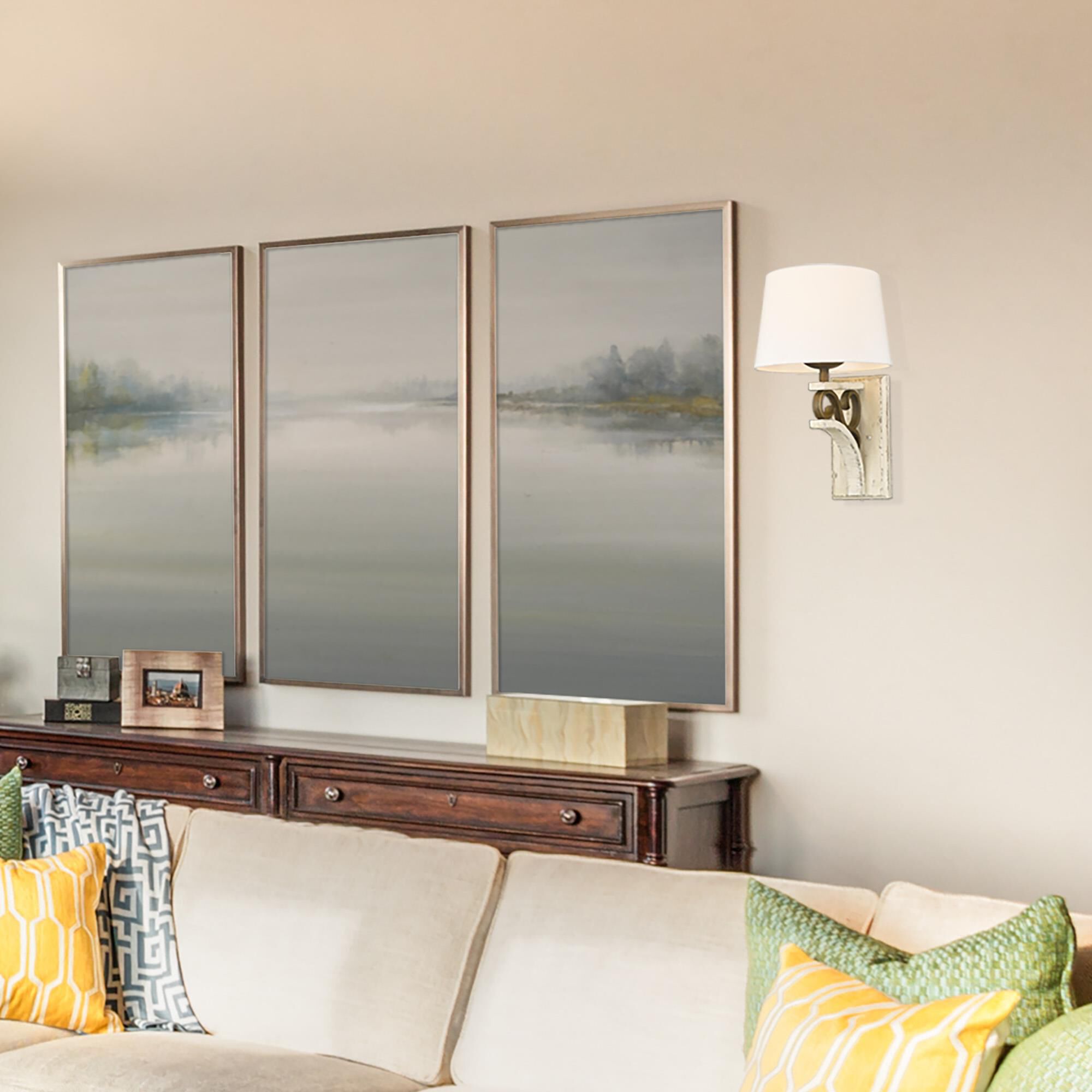 Shown in Burnished Chestnut finish and Ivory Linen shade