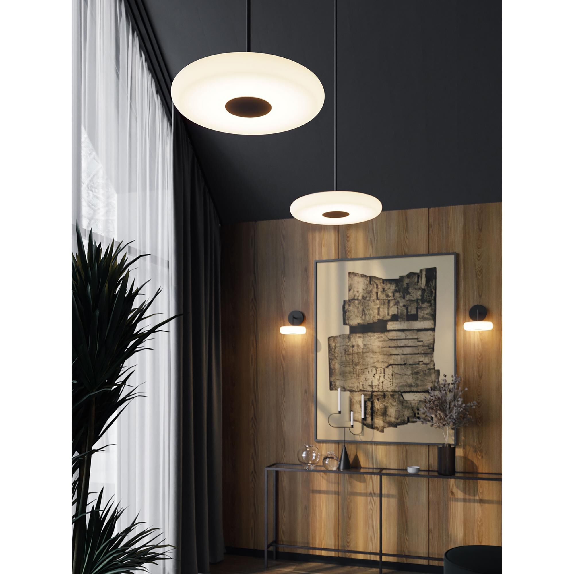 Shown in Black finish and White shade