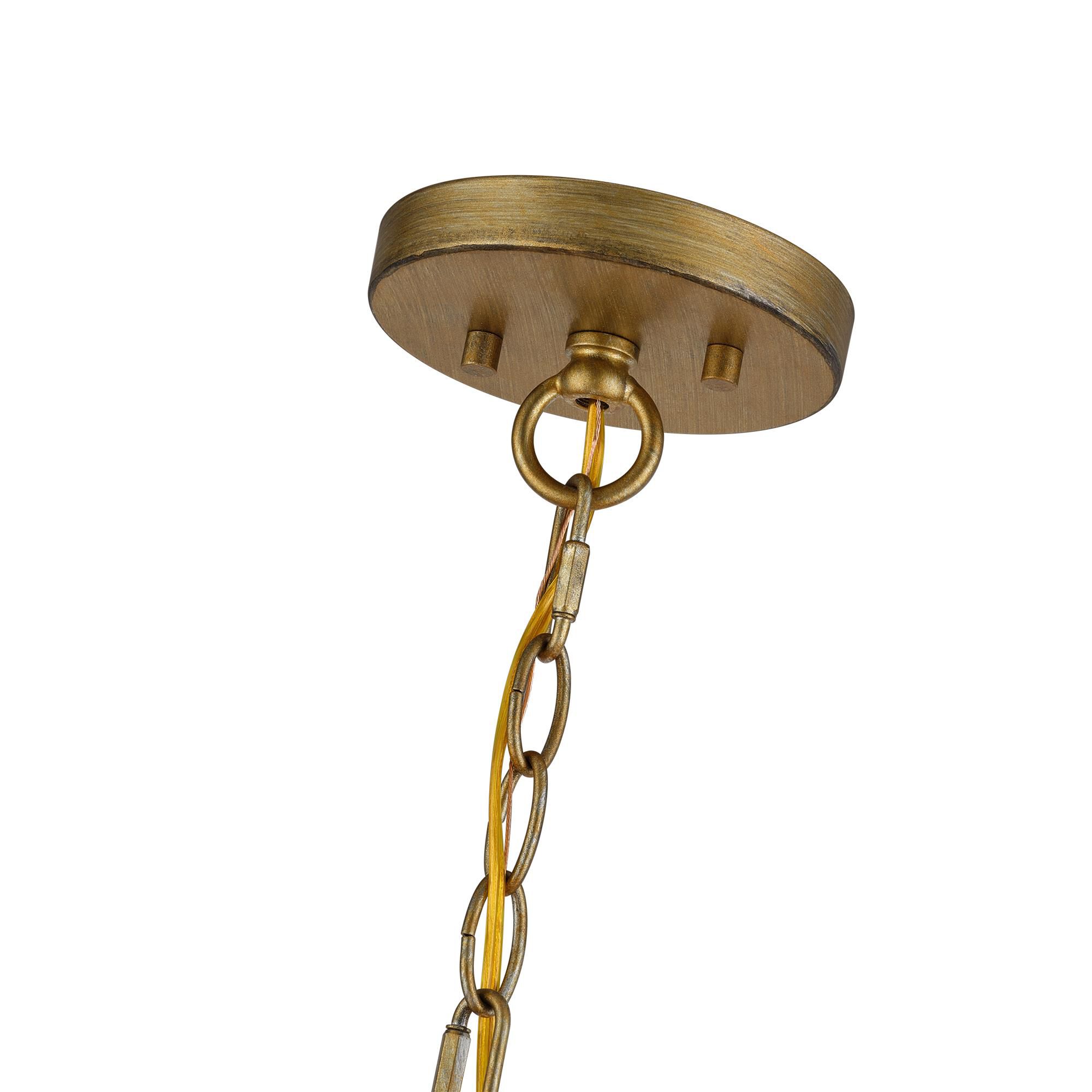 Shown in Antique Gold Leaf finish and Hand Crafted Parchment Color Hardback Fabric shade