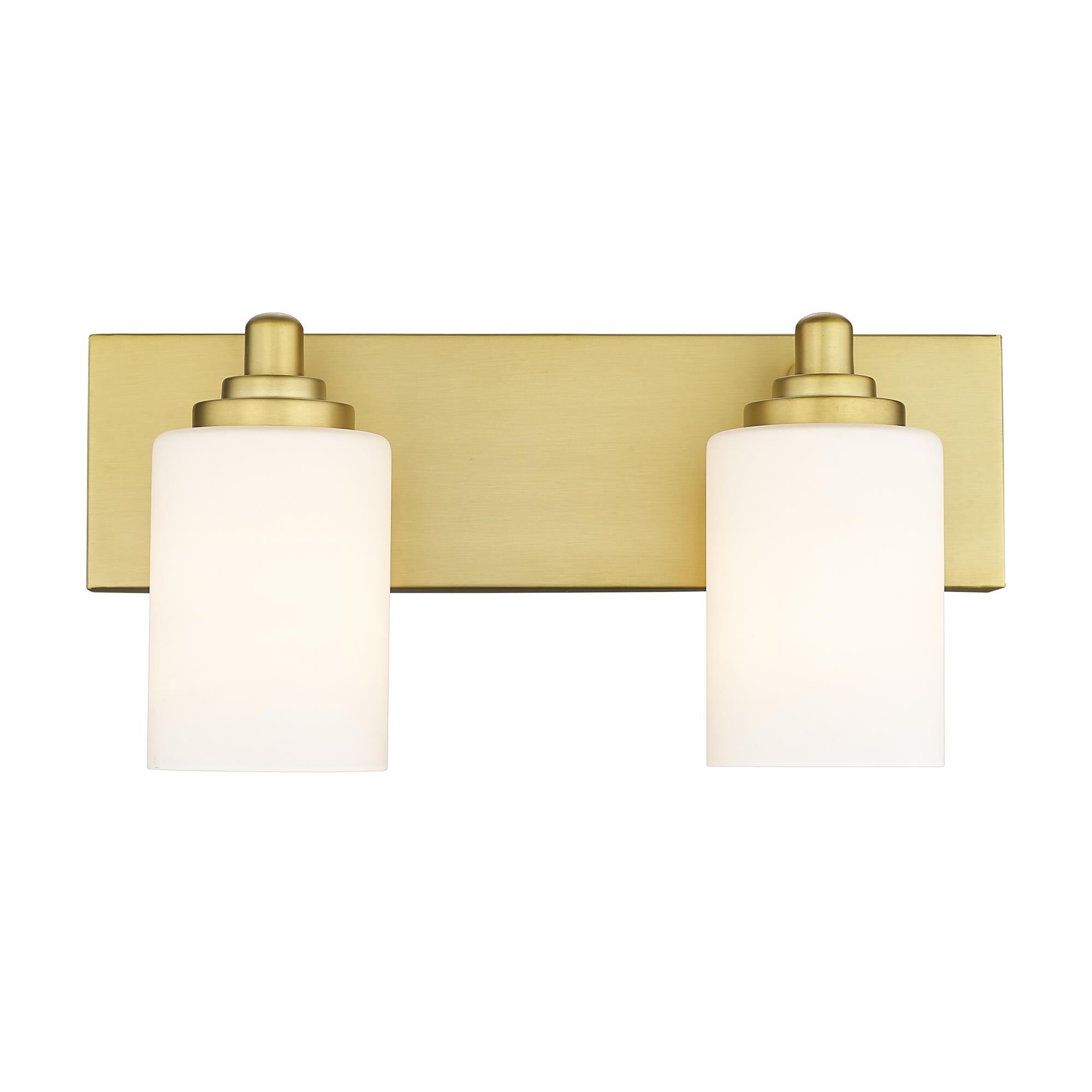 Shown in Brushed Gold finish and White glass