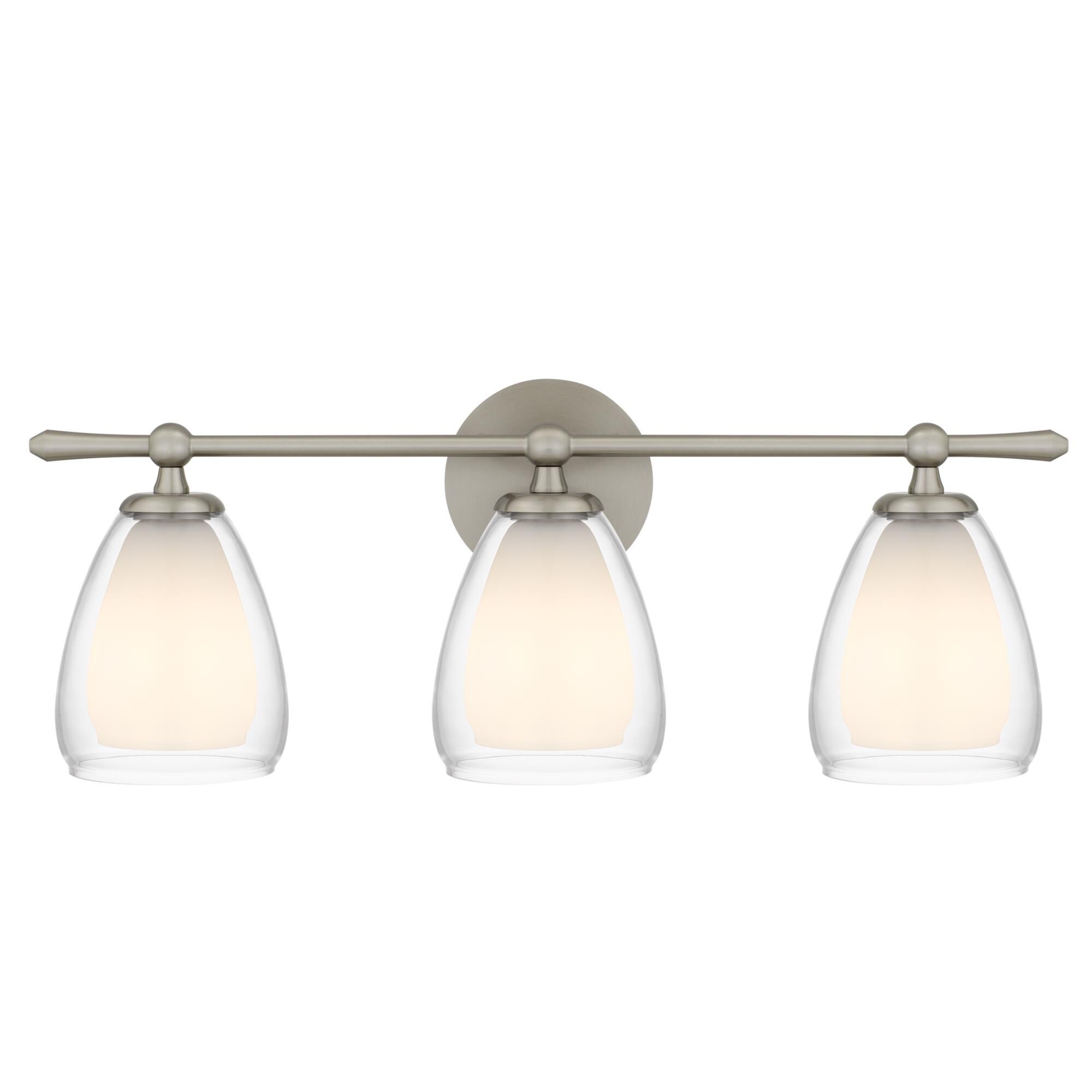 Shown in Brushed Nickel finish and Clear Glass , Opal Etched Glass shade