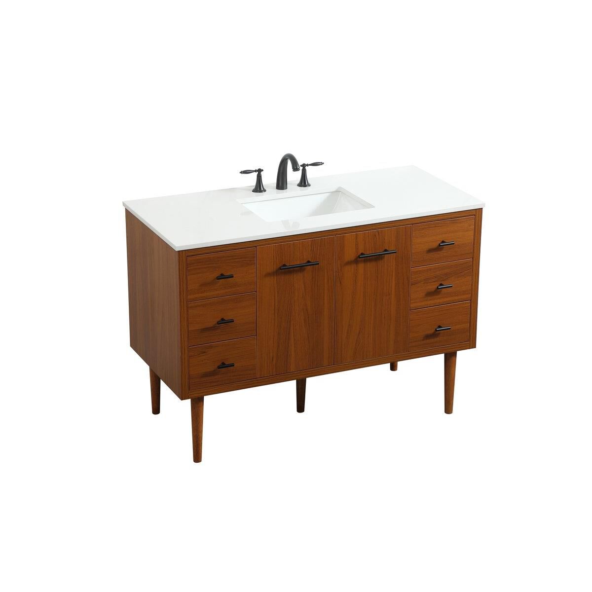 Shown in Teak finish and No Backsplash accent