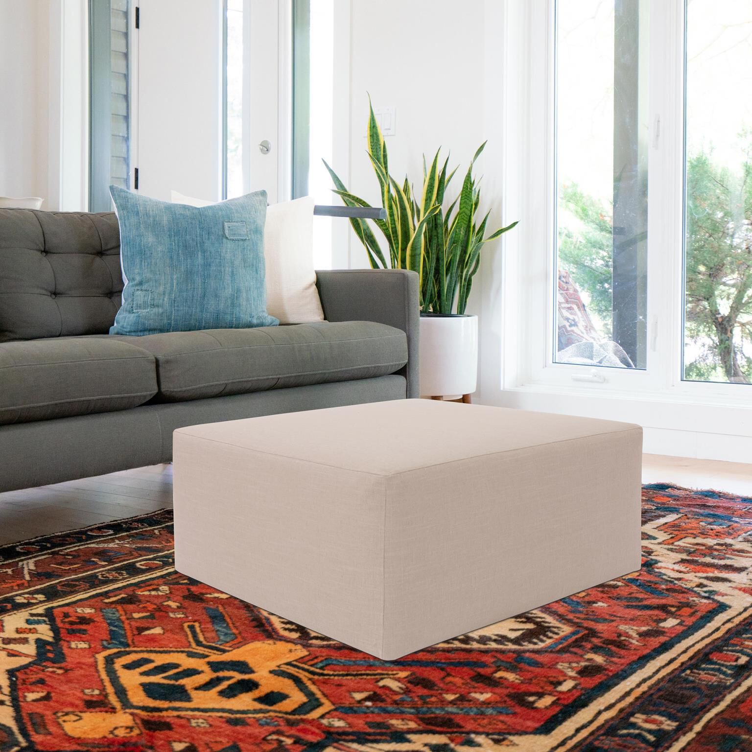 The Linen Universal Ottoman by Howard Elliott Collection