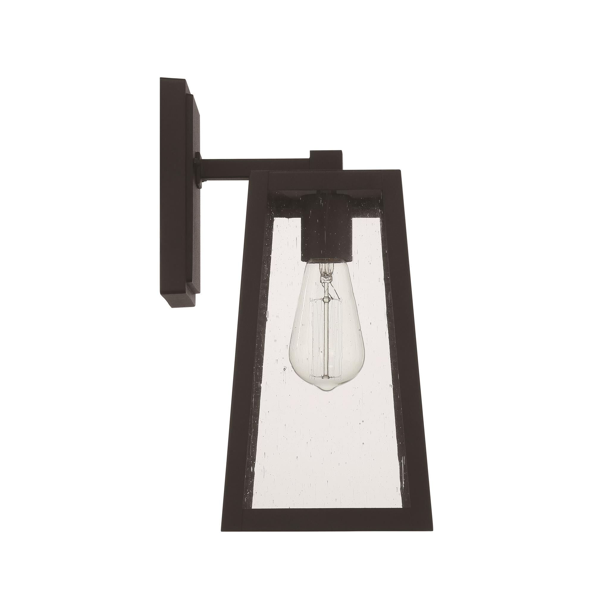 Shown in Textured Matte Black finish and Clear Seeded glass and Glass shade