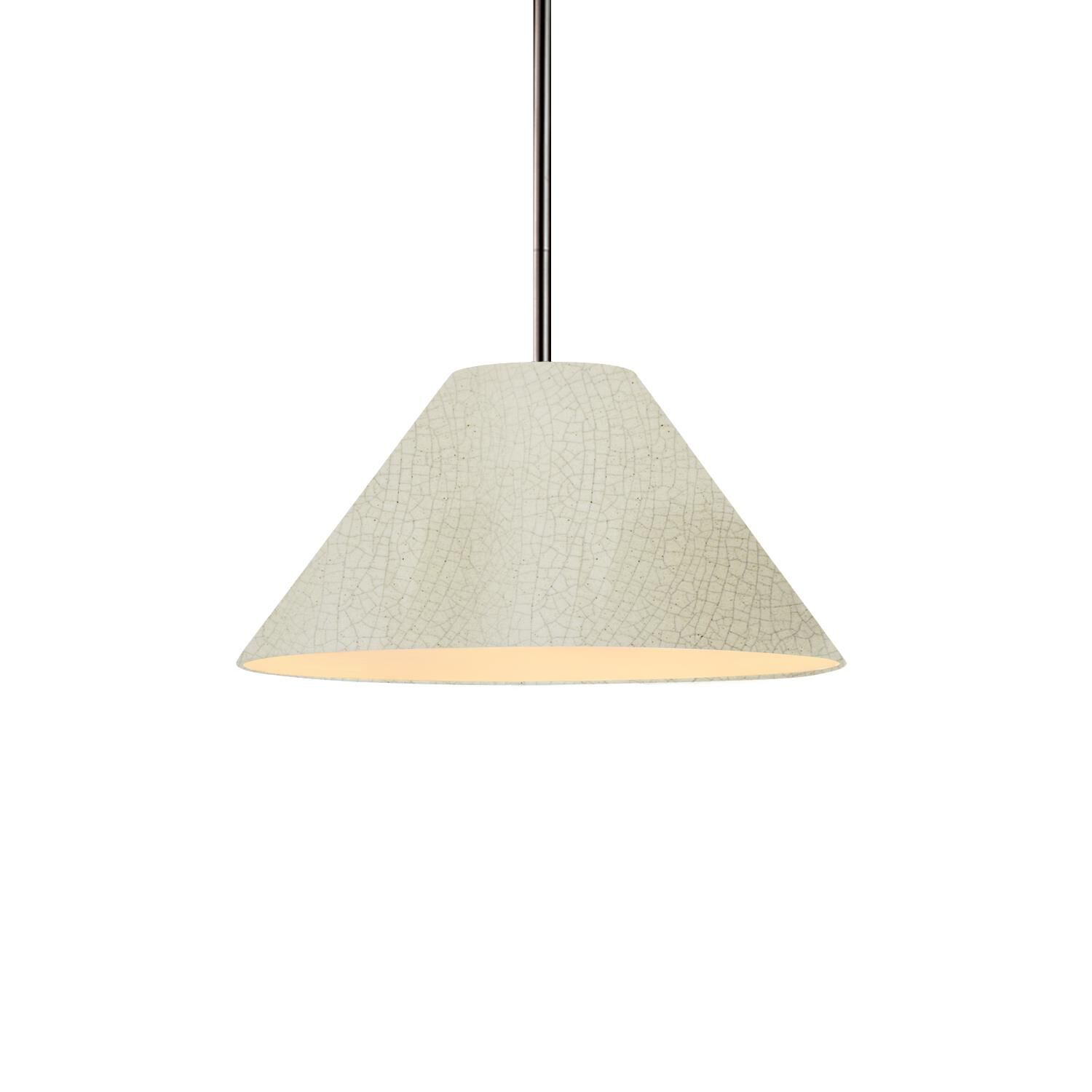 Shown in Brushed Nickel finish and White Crackle shade