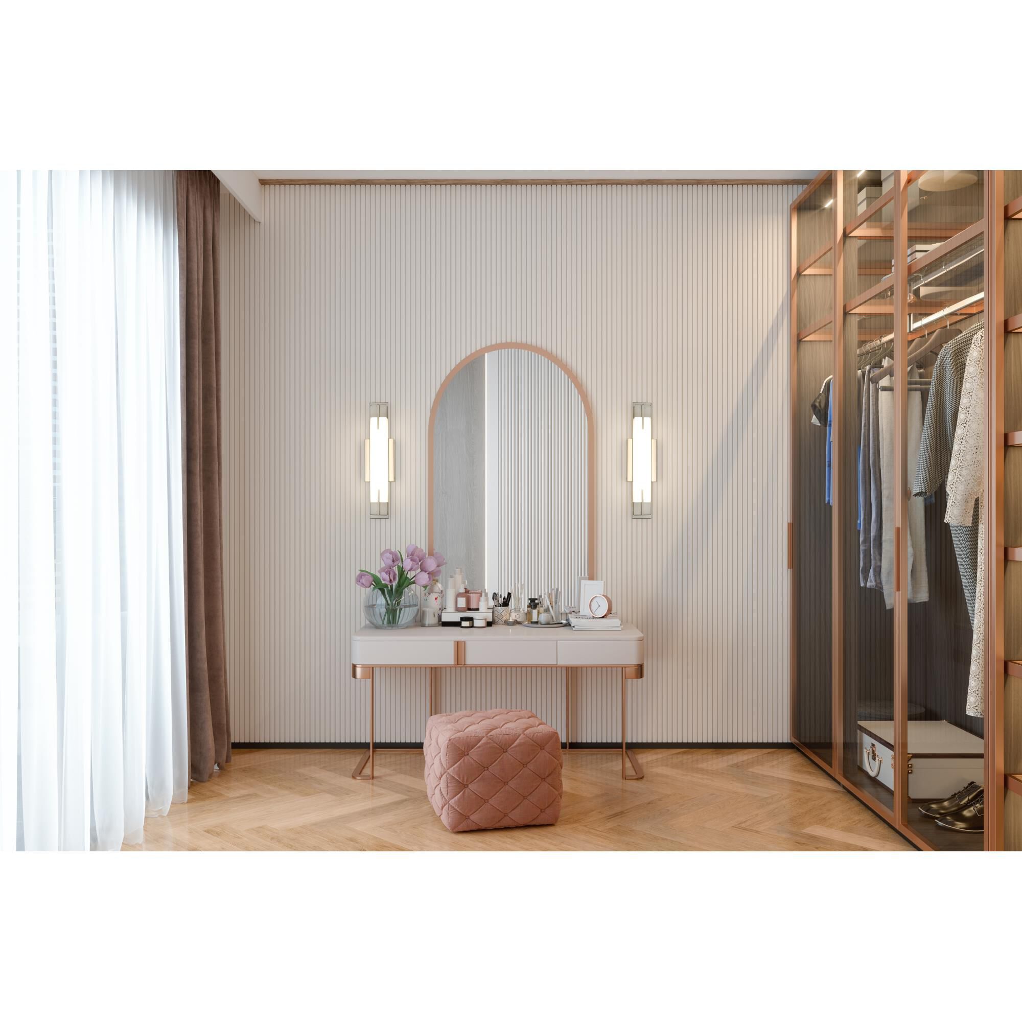 Shown in Brushed Nickel finish and Gloss Opal glass and Gloss Opal shade