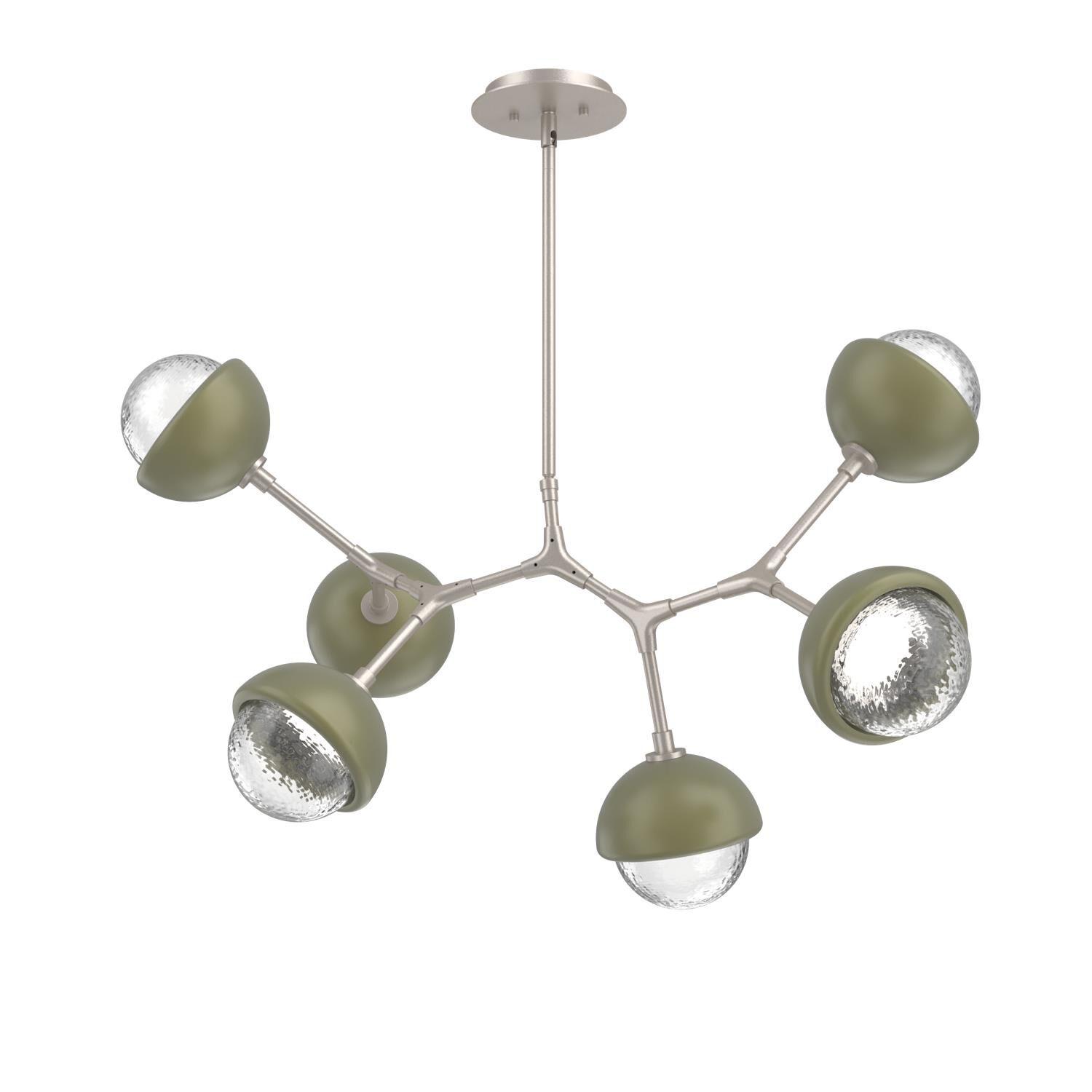 Shown in Beige Silver finish and Clear glass and Sage Green accent