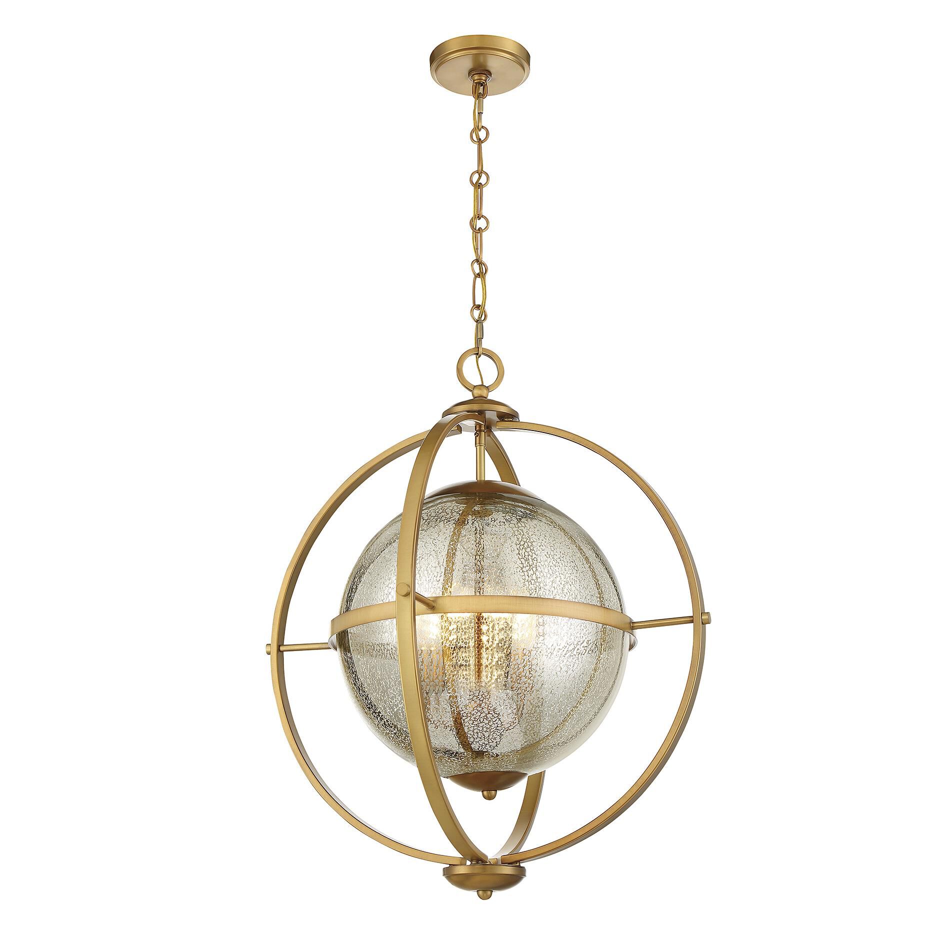 Shown in Warm Brass finish and Mercury glass and Glass shade