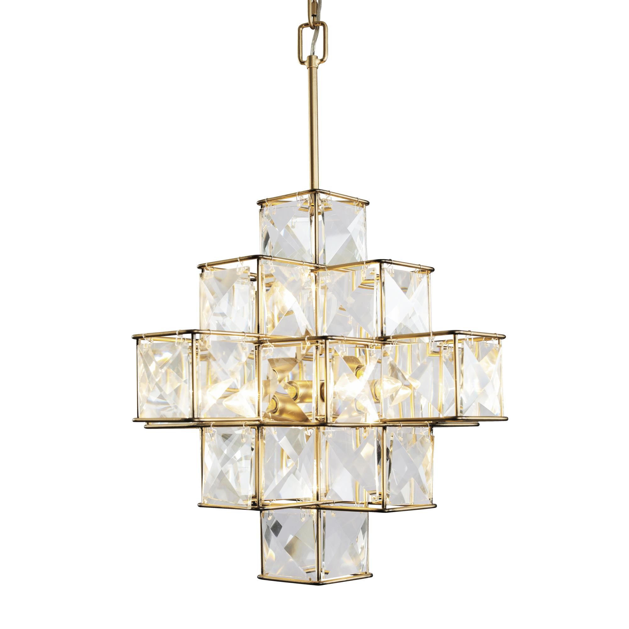 Shown in Calypso Gold finish and Faceted Panels - Clear crystal