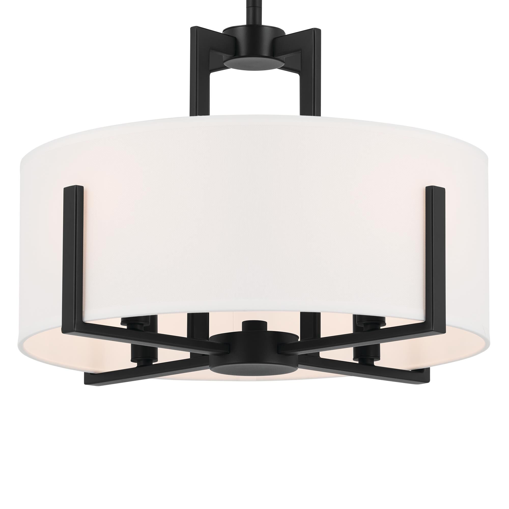 Shown in Black finish and Fabric and Drum Linen shade