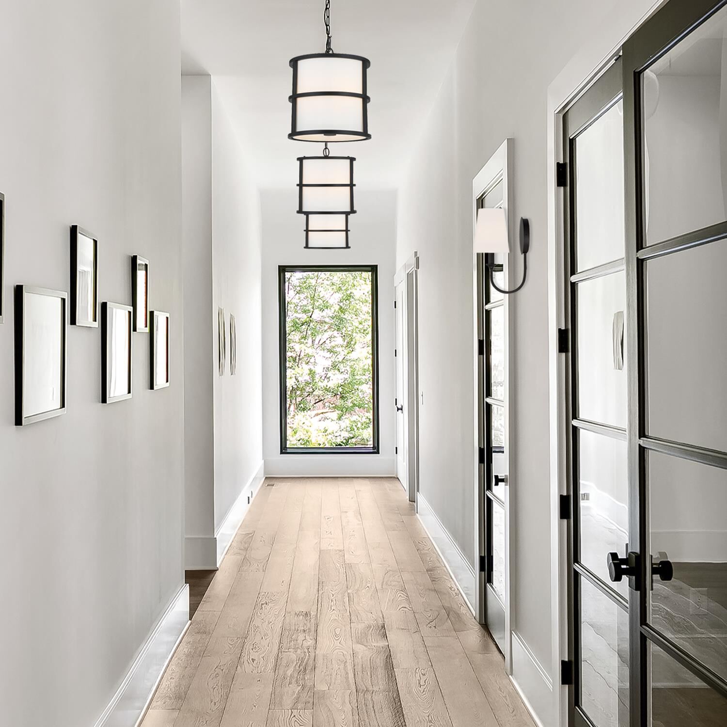 Shown in Black Forged finish and Silk shade