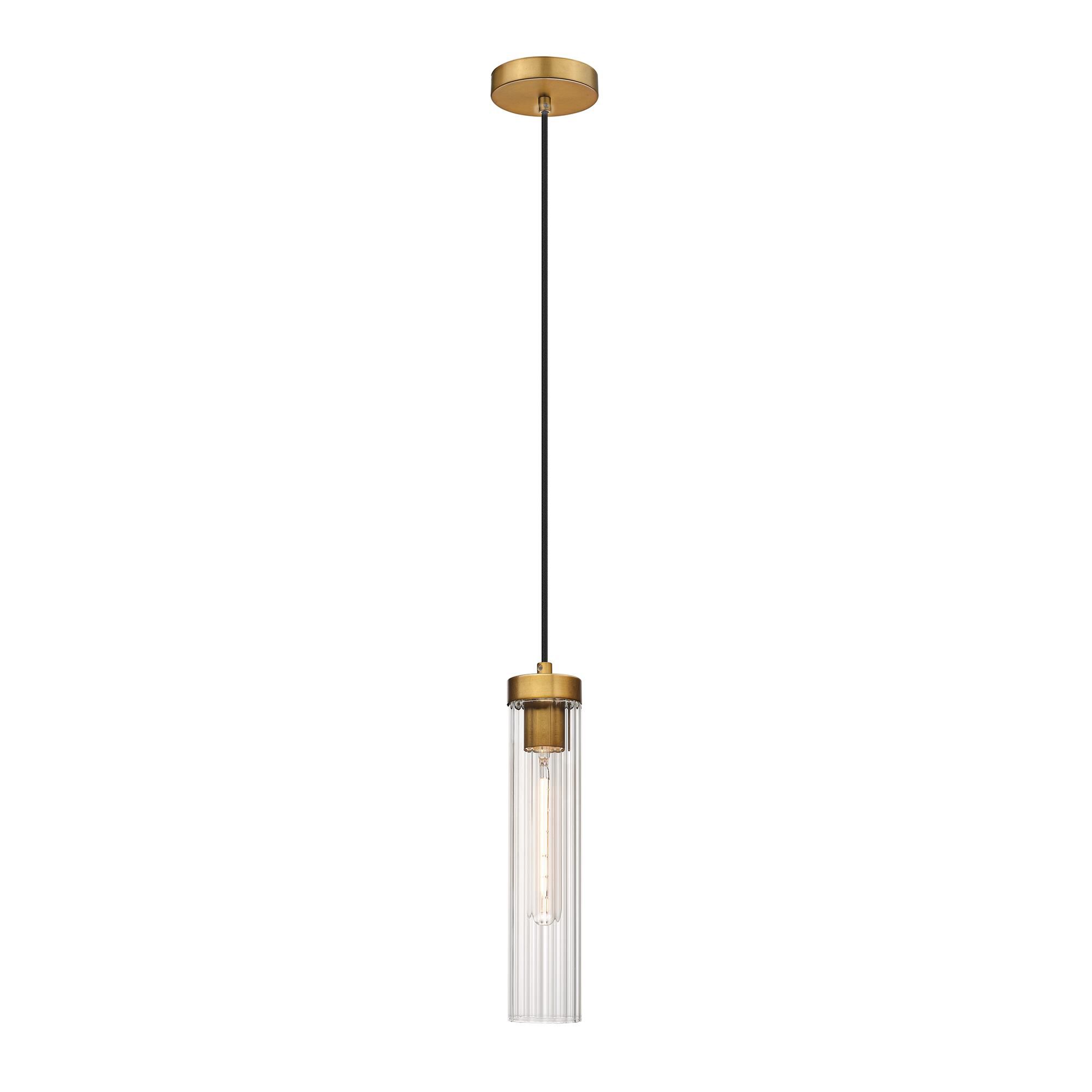 Shown in Rubbed Brass finish and Clear glass