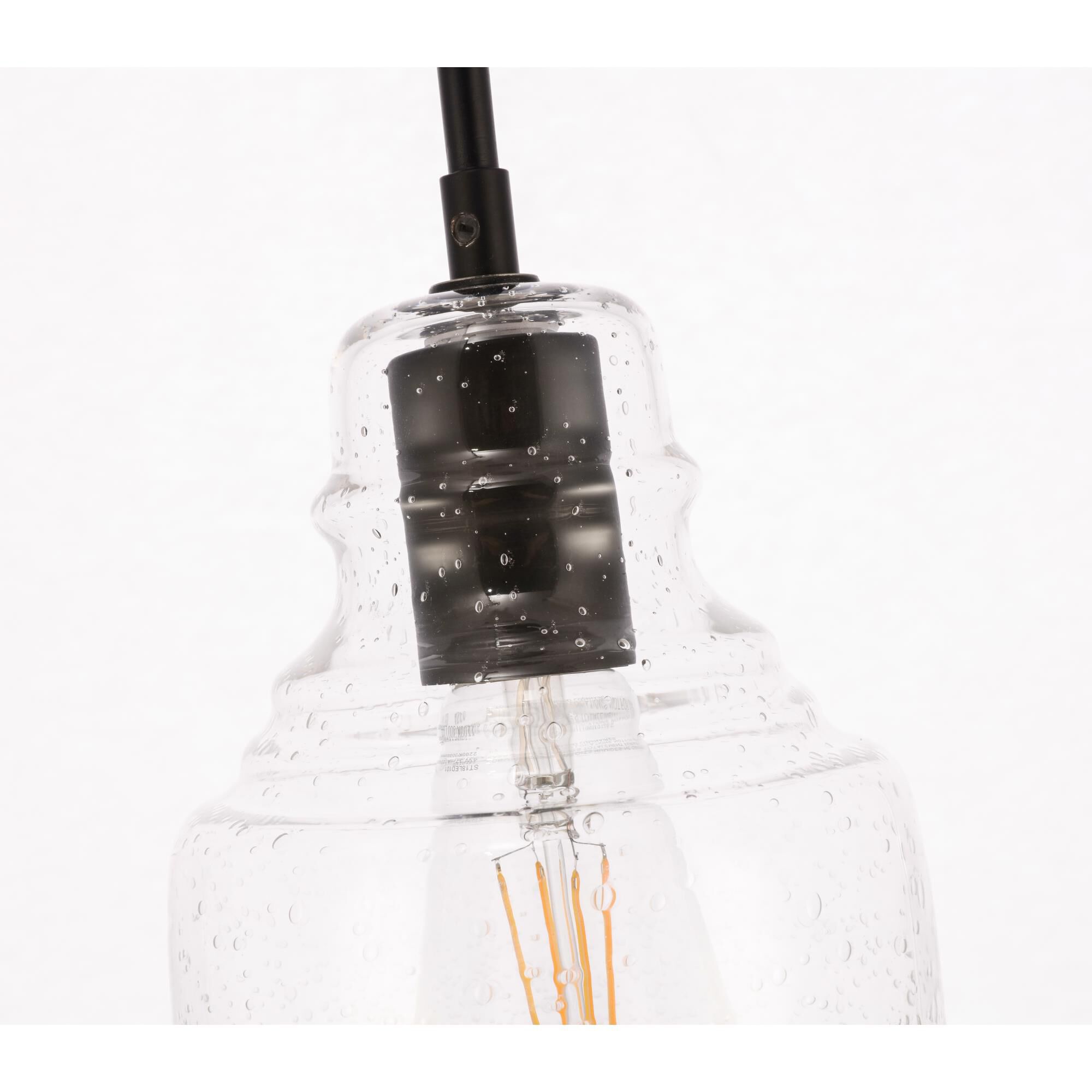 Shown in Black finish and Clear Bubble  glass