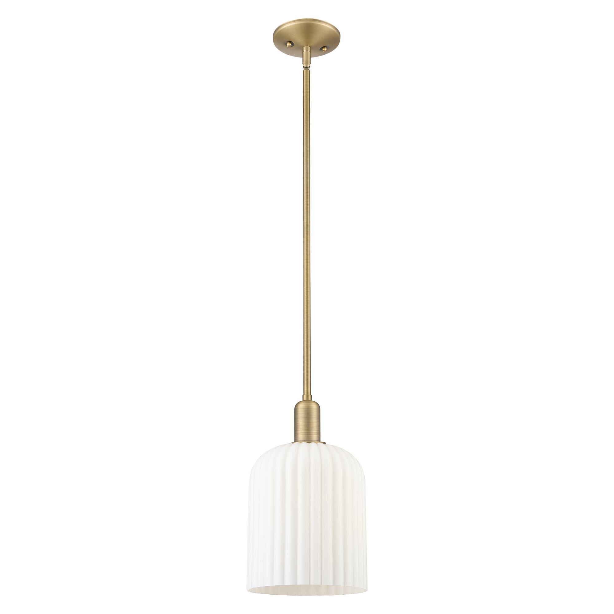 Shown in Brushed Brass finish and Gloss White glass