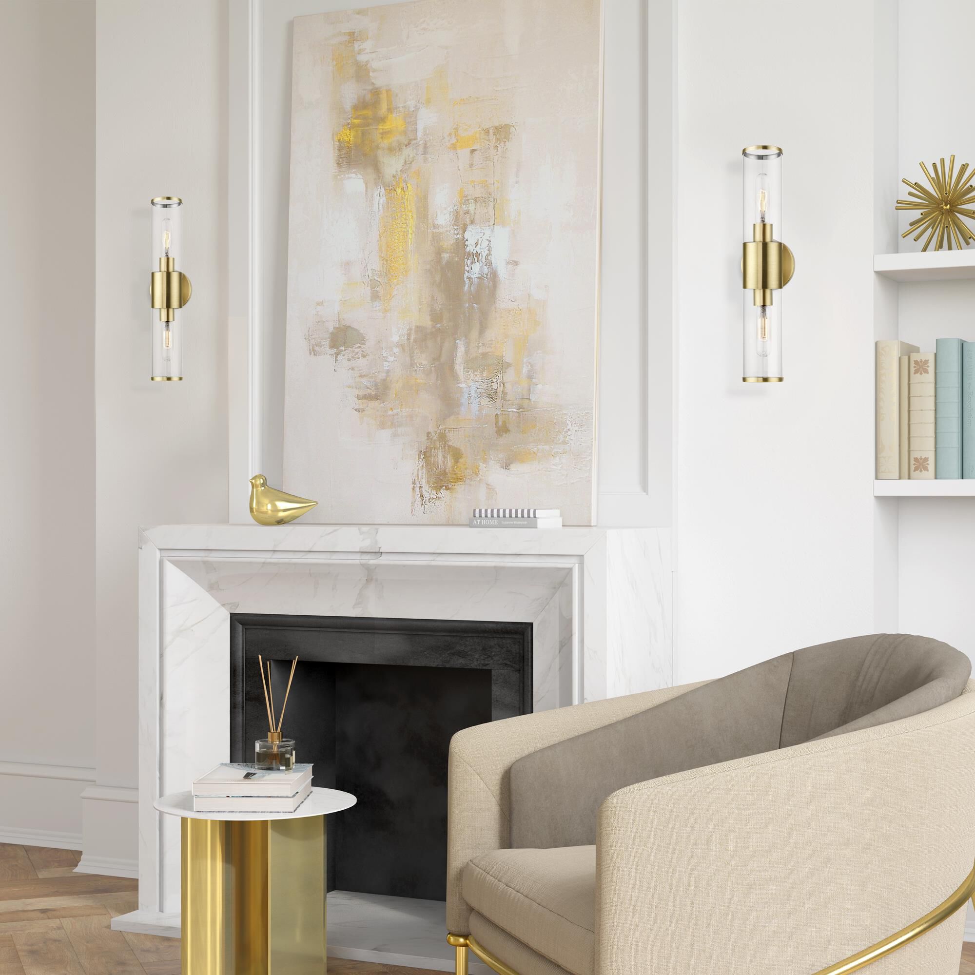 Shown in Antique Brass finish and Clear glass and Clear Glass shade