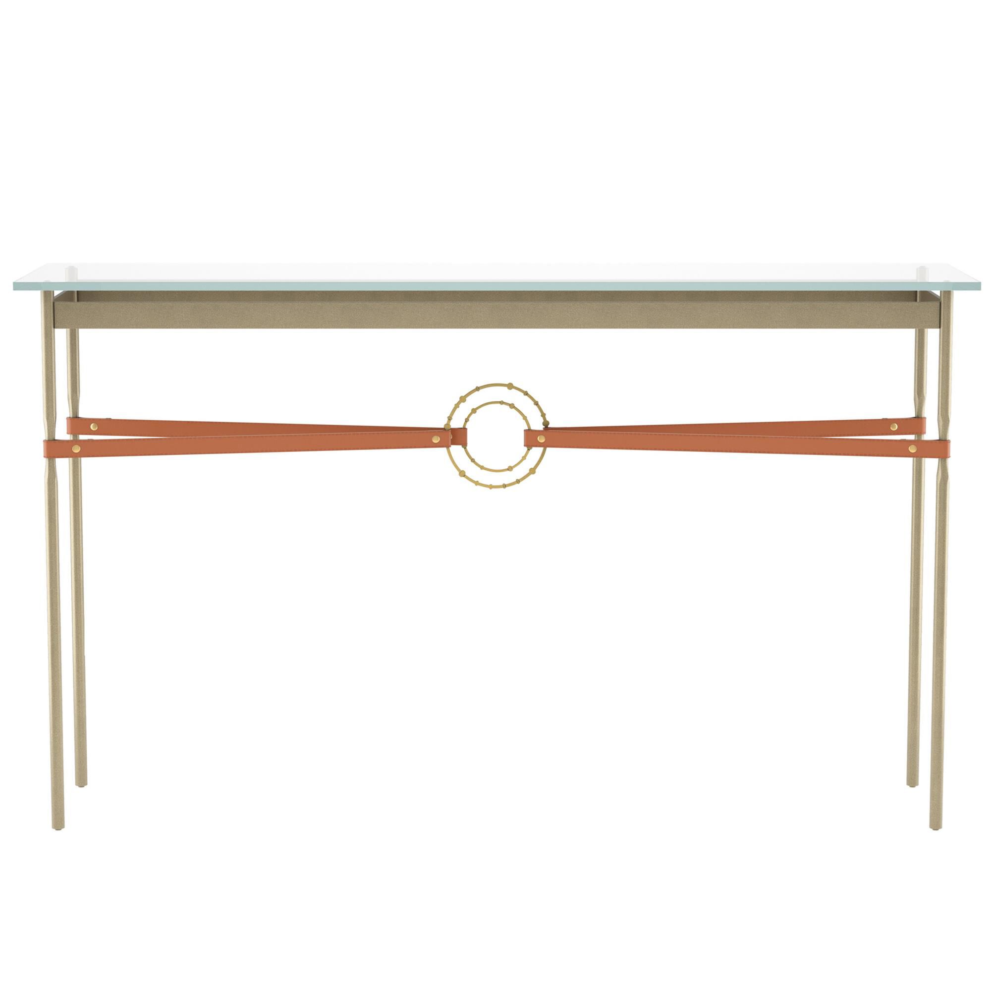 Shown in Soft Gold finish and Modern Brass with Leather Chestnut  accent