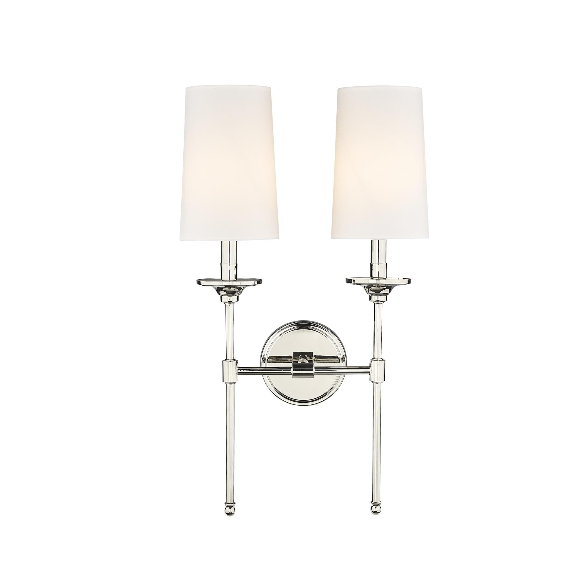 Shown in Polished Nickel finish and Cloth Cover glass and Cloth Cover shade