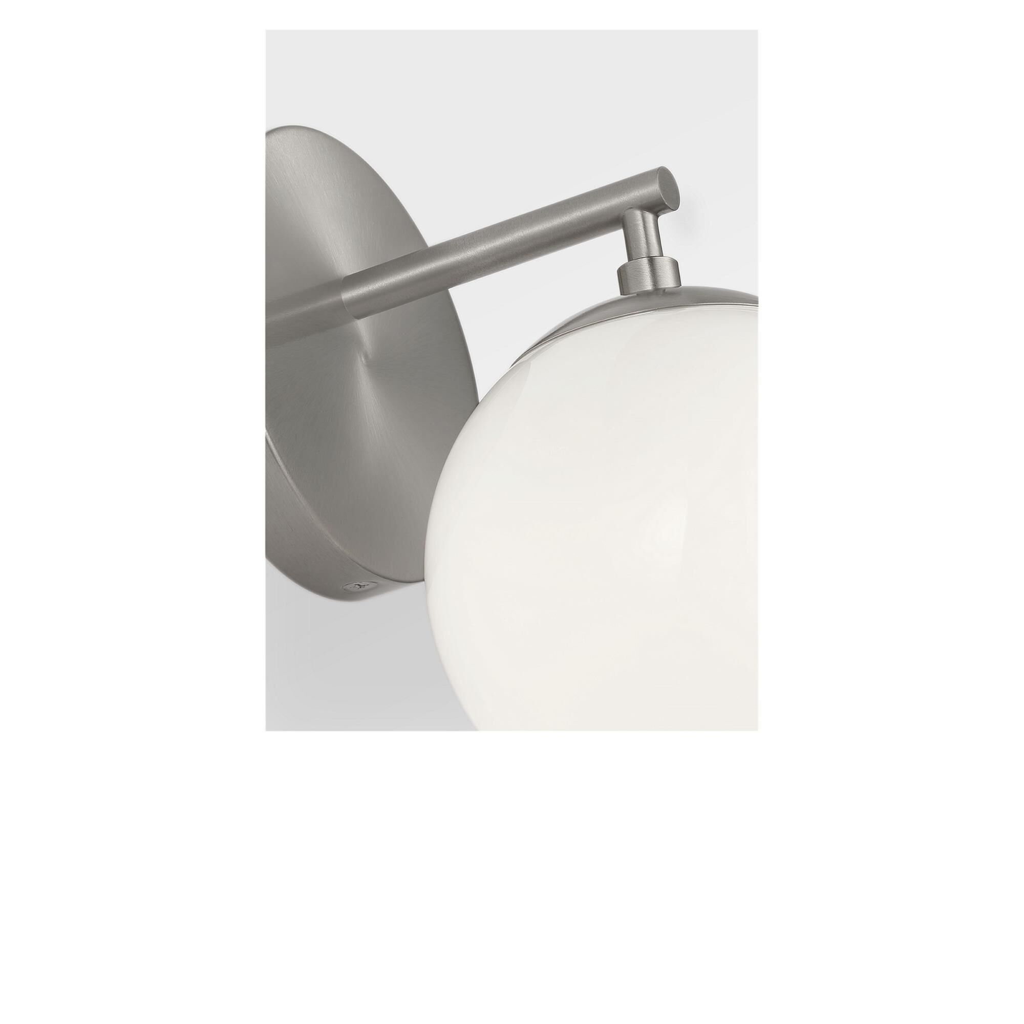 Shown in Brushed Nickel finish and Clear White glass