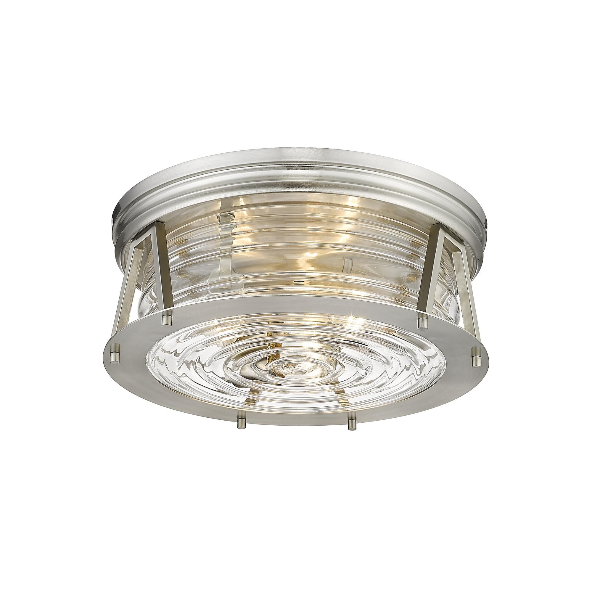 Shown in Brushed Nickel finish and Glass shade