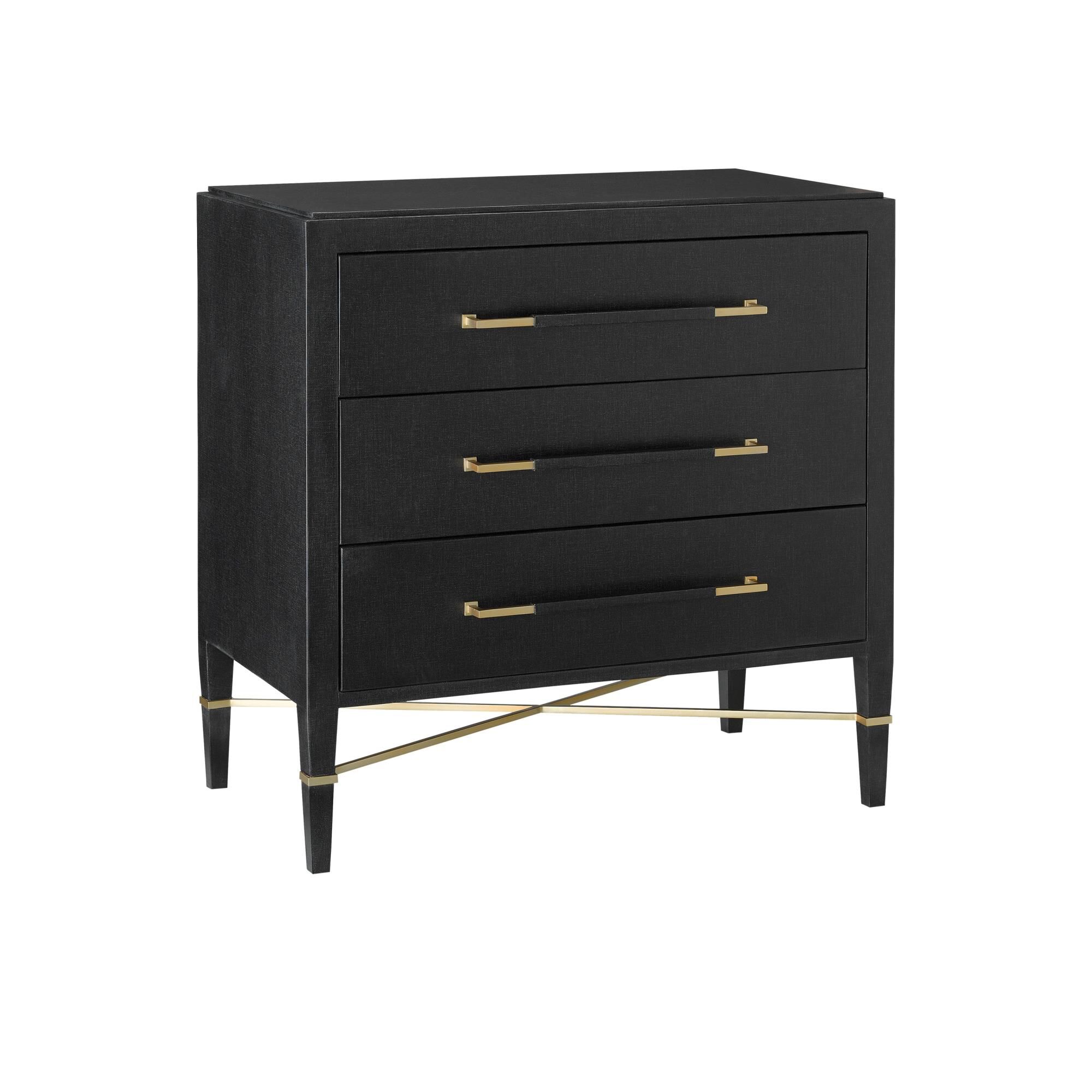 Shown in Black Lacquered Linen/Champagne Metal finish