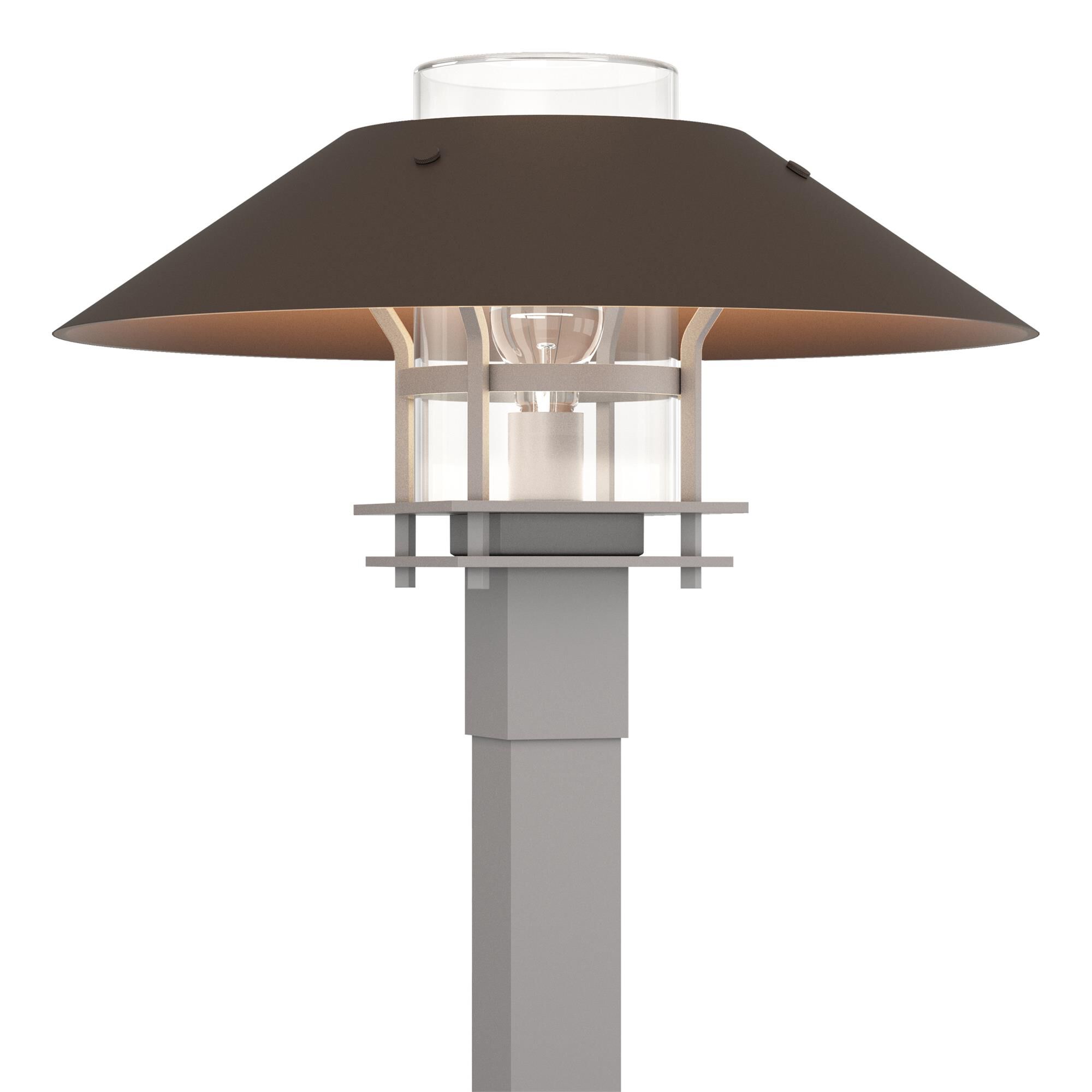 Shown in Coastal Burnished Steel finish and Clear glass and Coastal Bronze accent