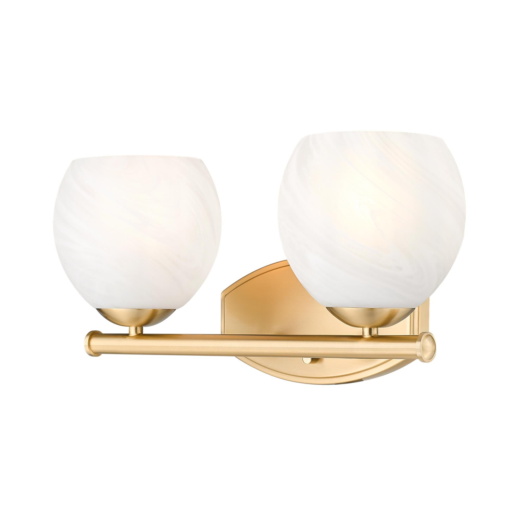 Shown in Modern Gold finish and Feathered White glass