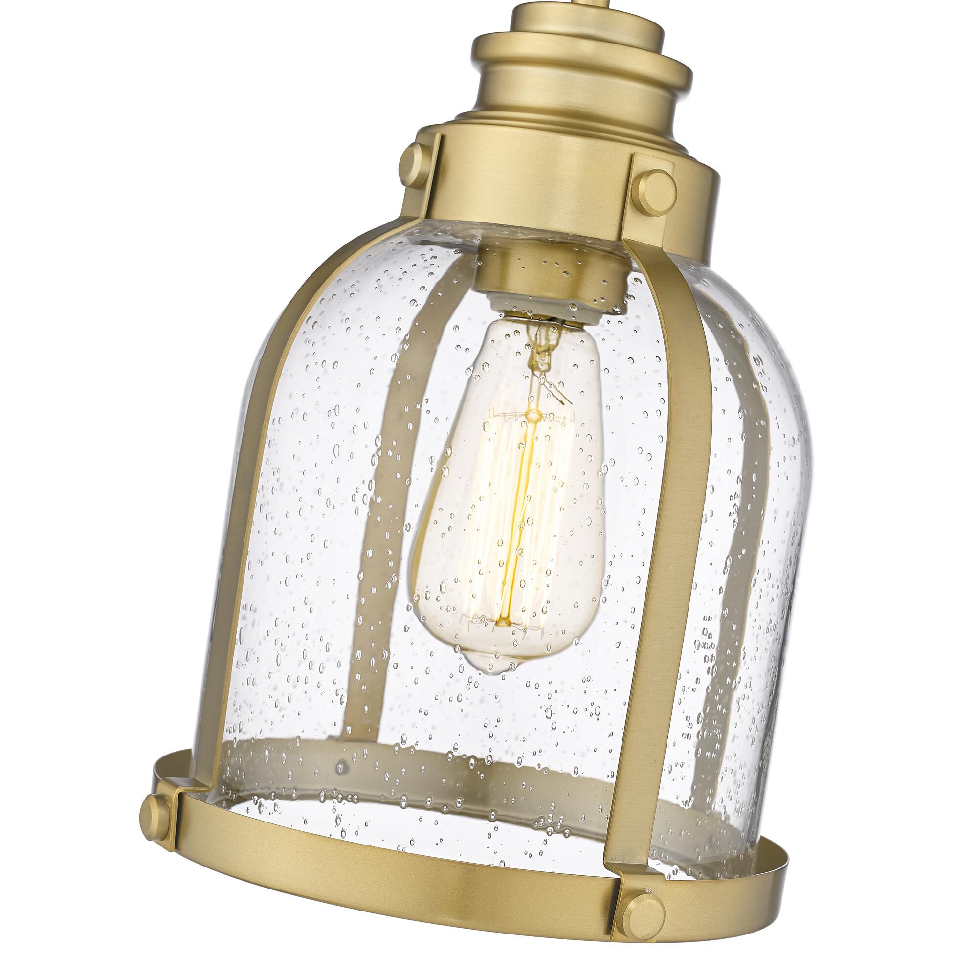 Shown in Heritage Brass finish and Glass shade