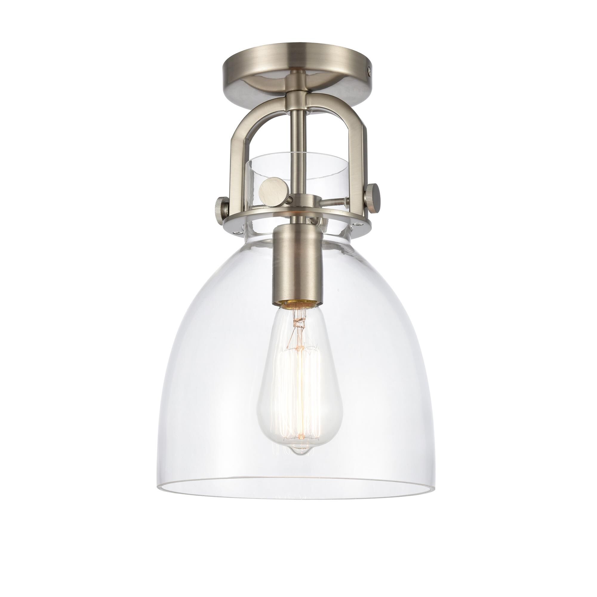 Shown in Satin Nickel finish and Clear glass