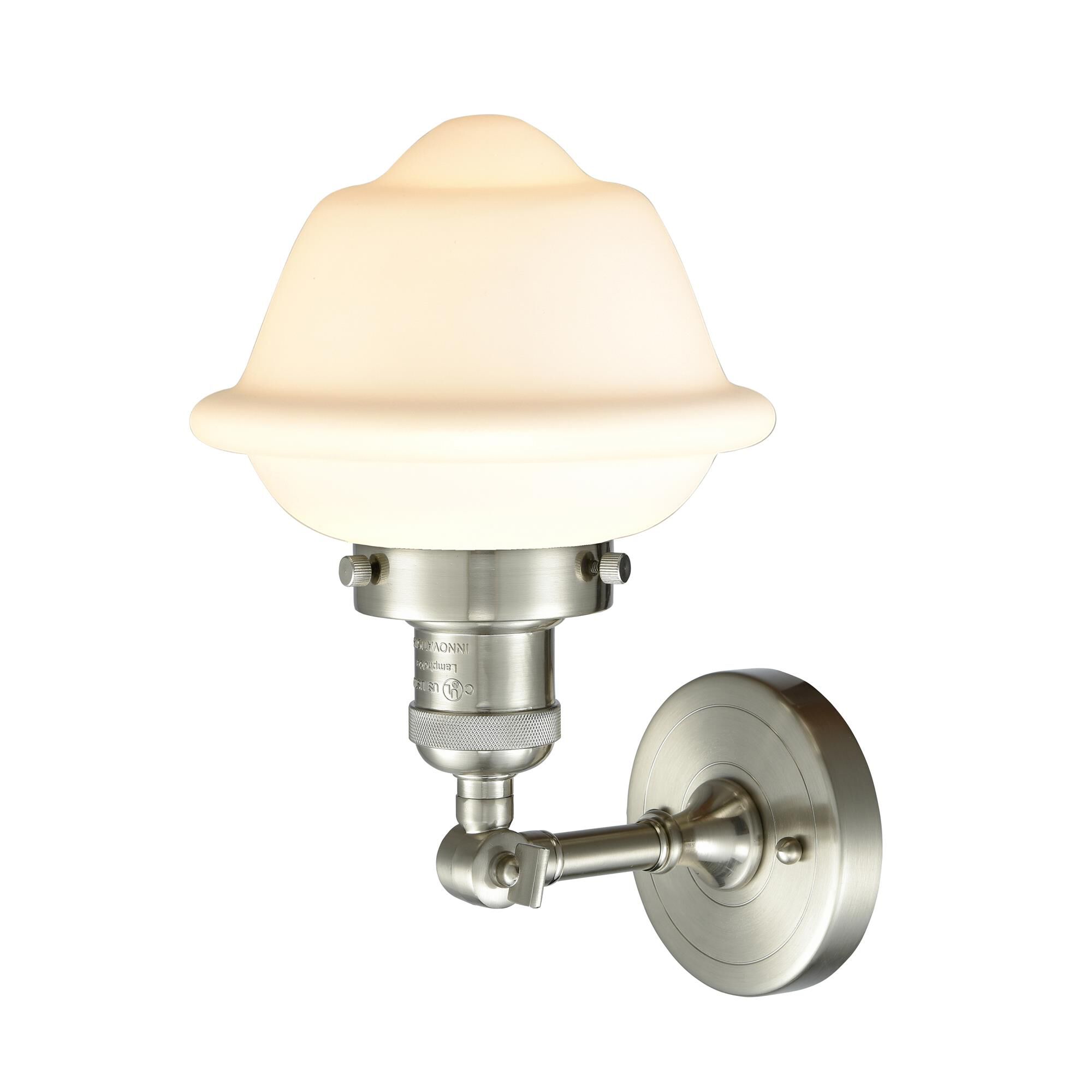 Shown in Brushed Satin Nickel finish and Matte White Cased glass