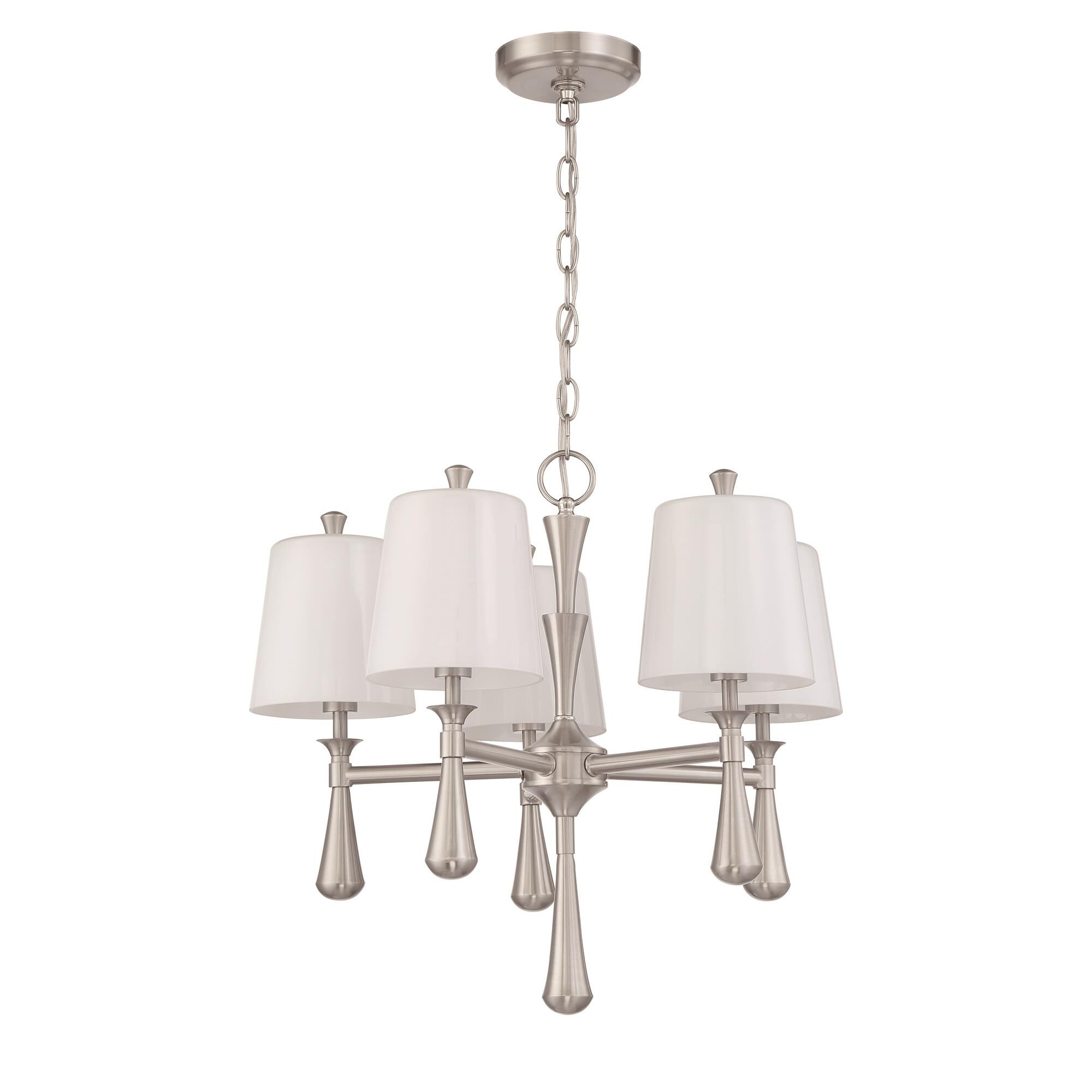 Shown in Brushed Polished Nickel finish and Frostedopal glass