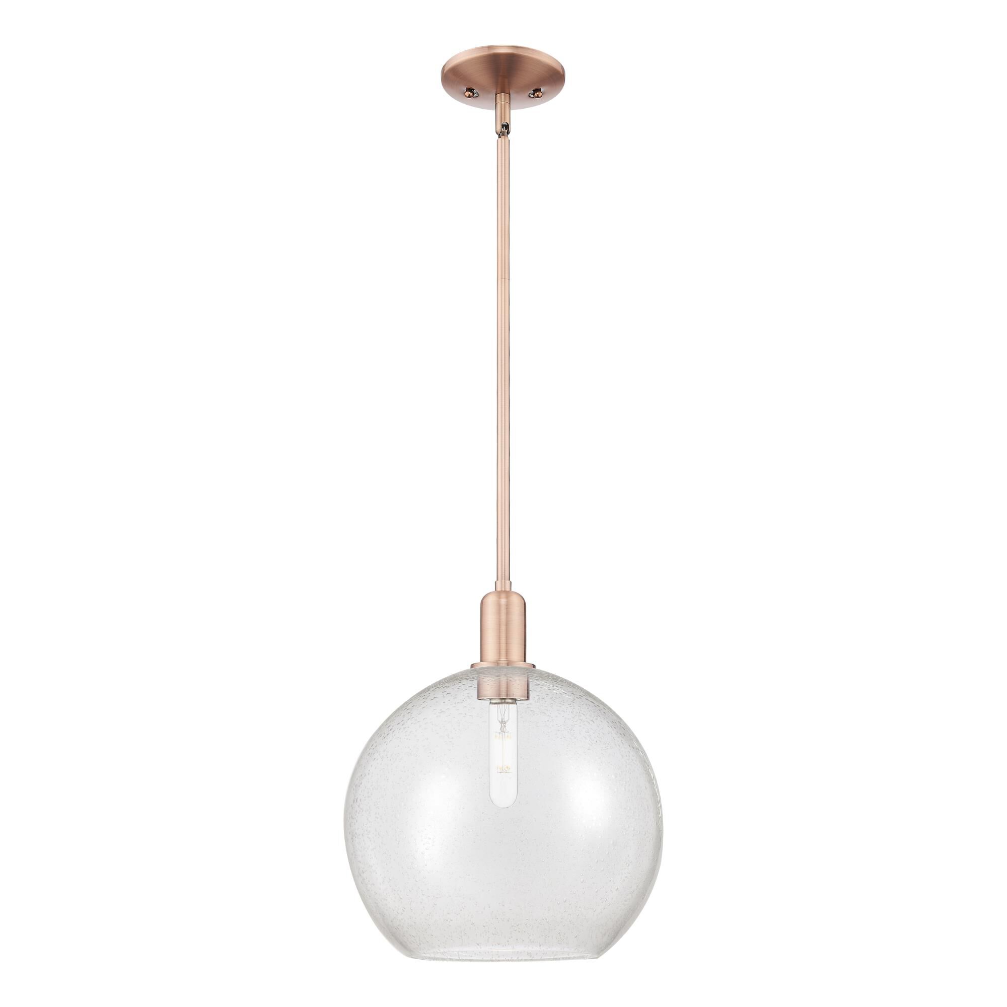 Shown in Antique Copper finish and Seedy glass